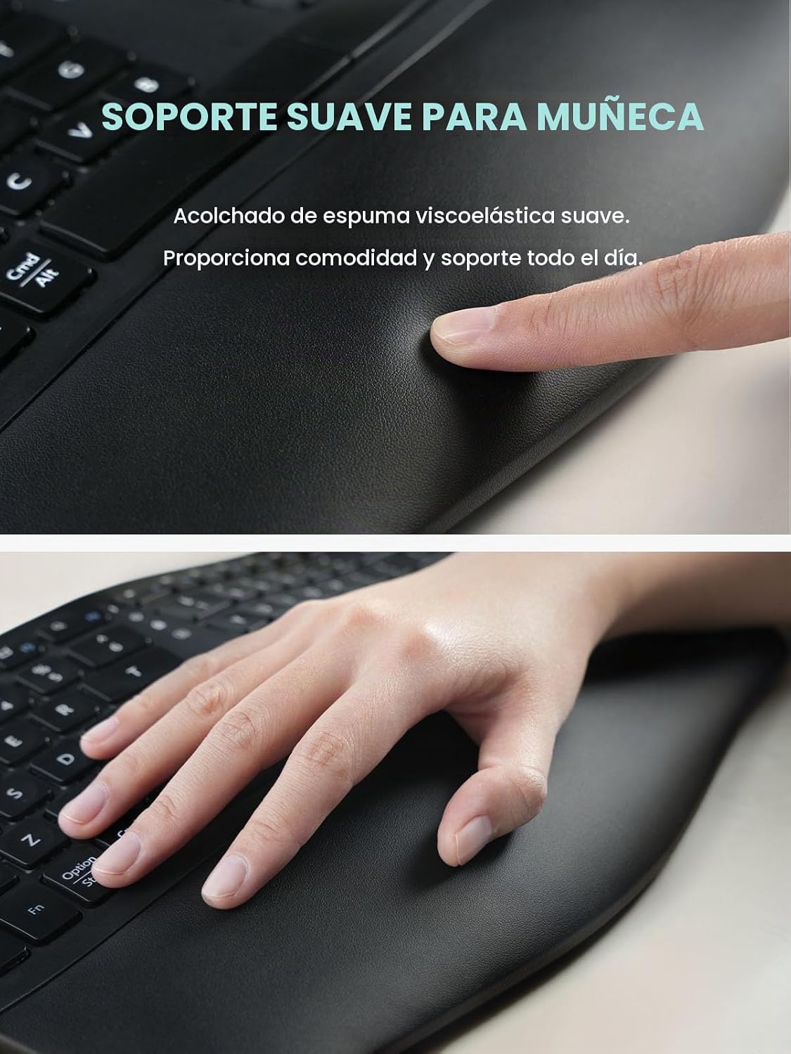 Perixx PERIDUO-606IIA Teclado ergonómico compacto inalámbrico 3 en...