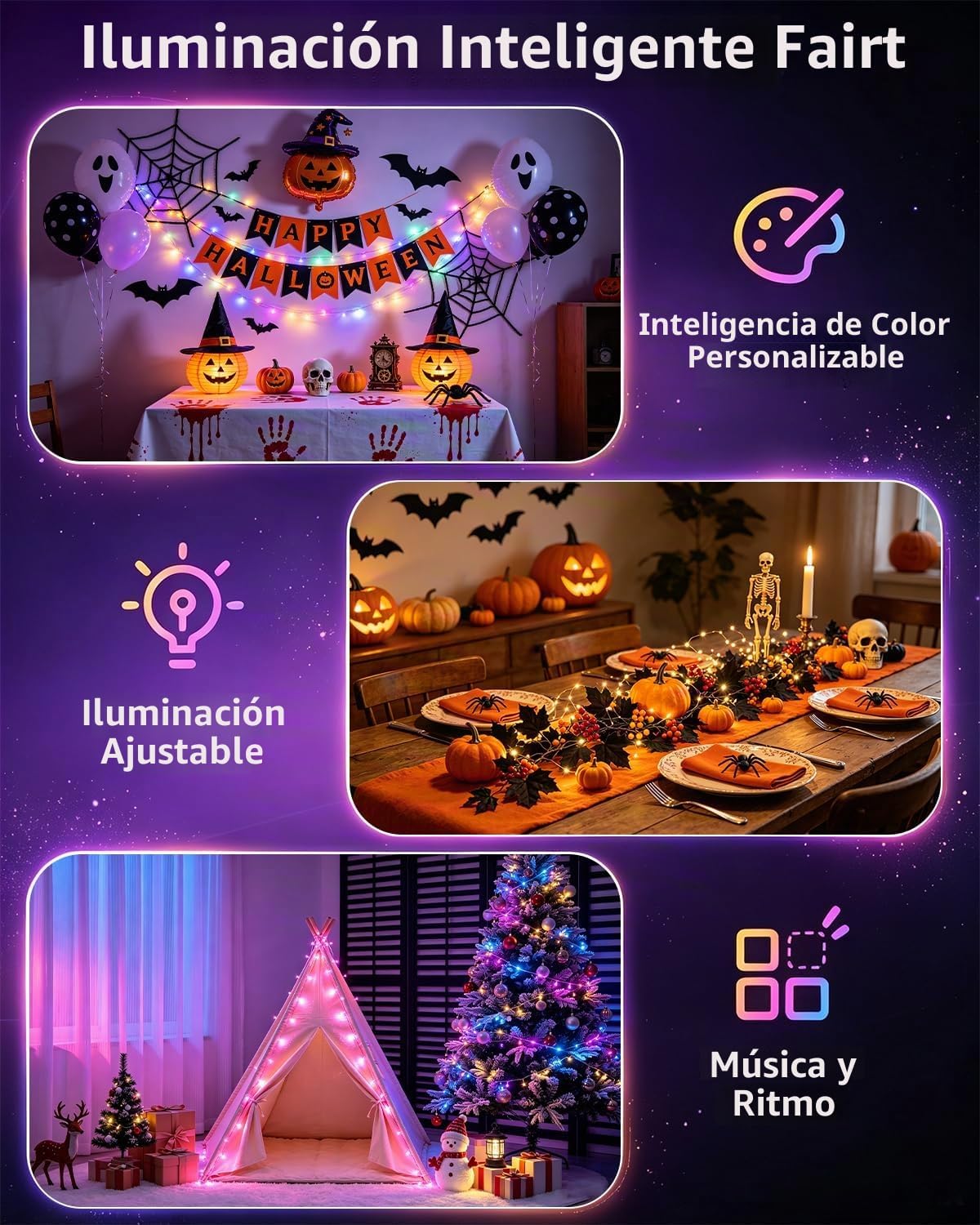 Super RGB Guirnalda de luces inteligentes de 66 pies, 200 LED, camb...