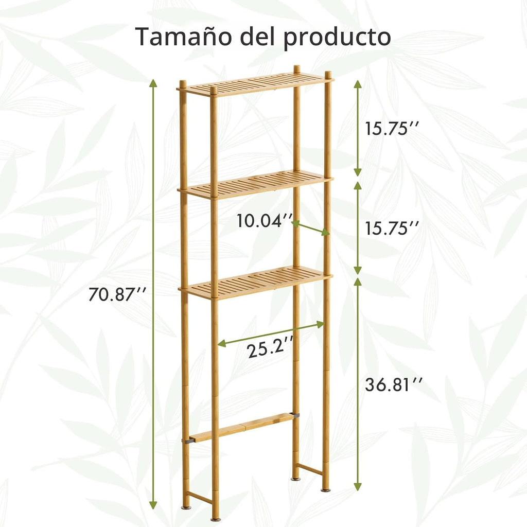AmazerBath Estante de almacenamiento de bambú sobre el inodoro, est...