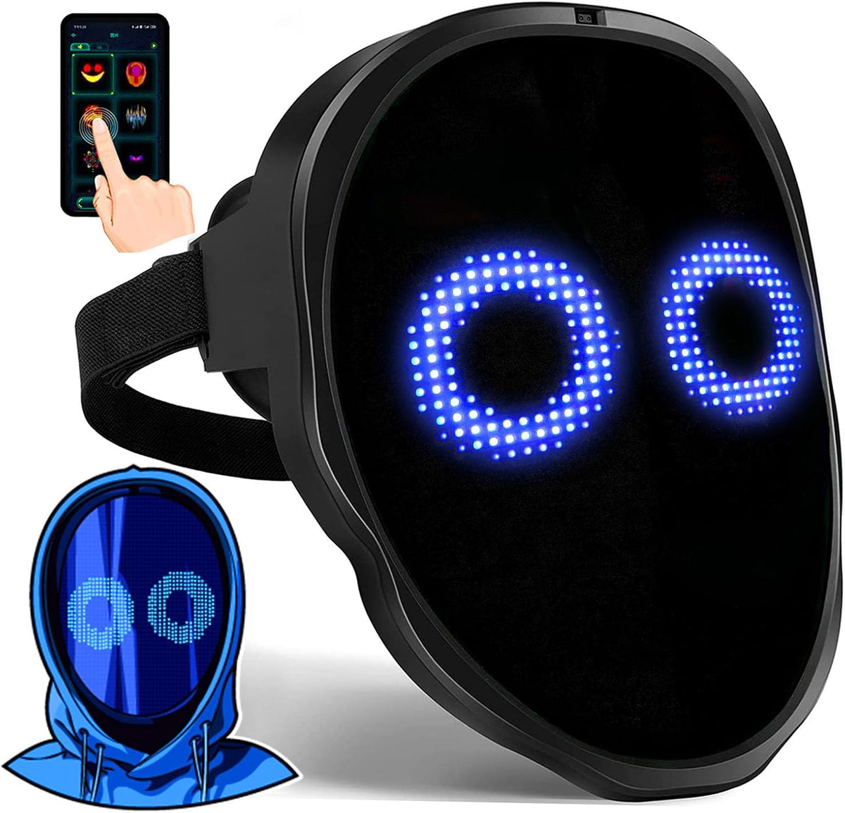 Máscara LED de Halloween Gootus con detección de gestos y personali...