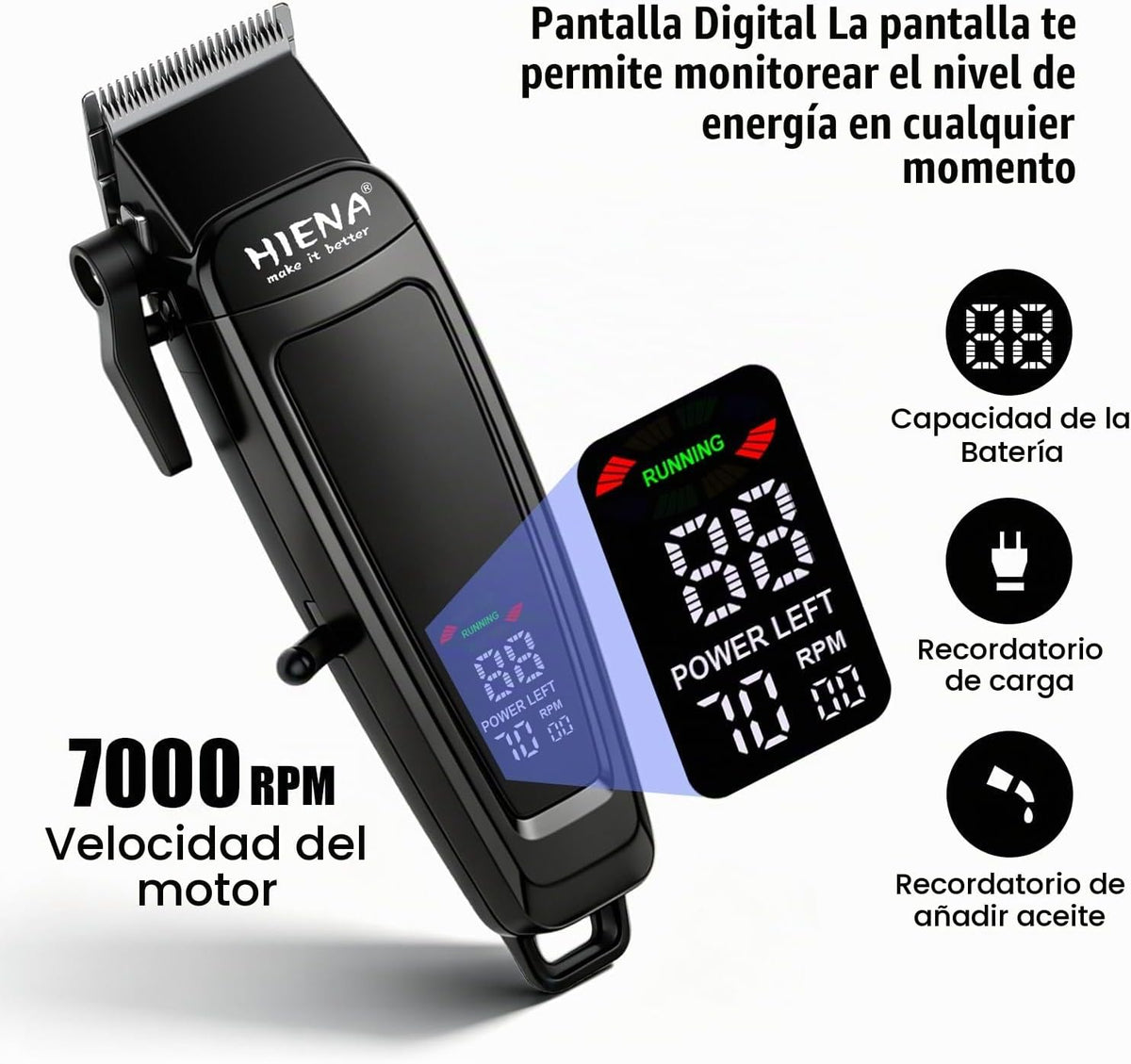 HIENA PRO Cortapelos para hombres, kit de barbero inalámbrico 4 en...