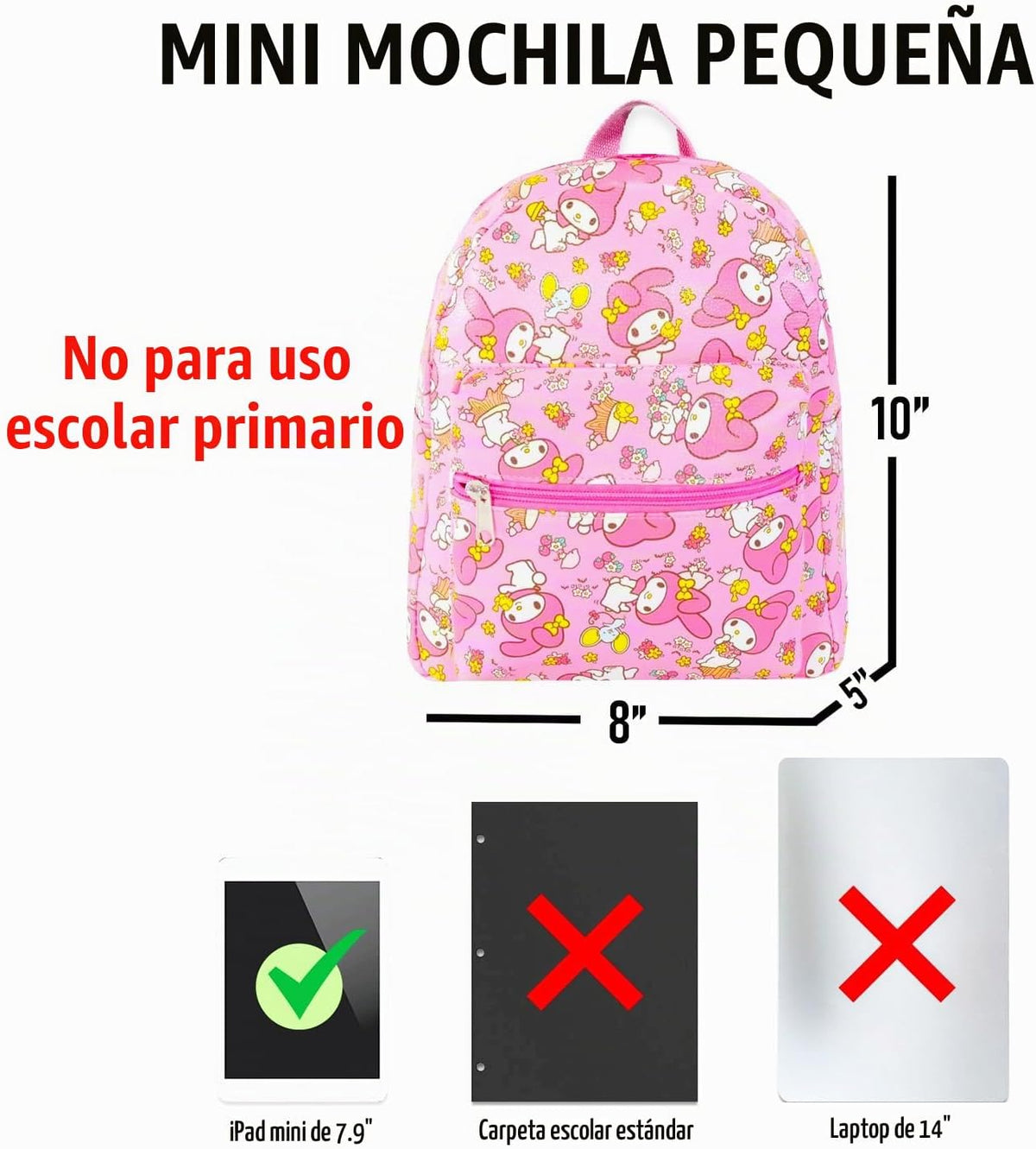 My Melody Mini Backpack Set - Paquete de bolsa de piel sintética de...