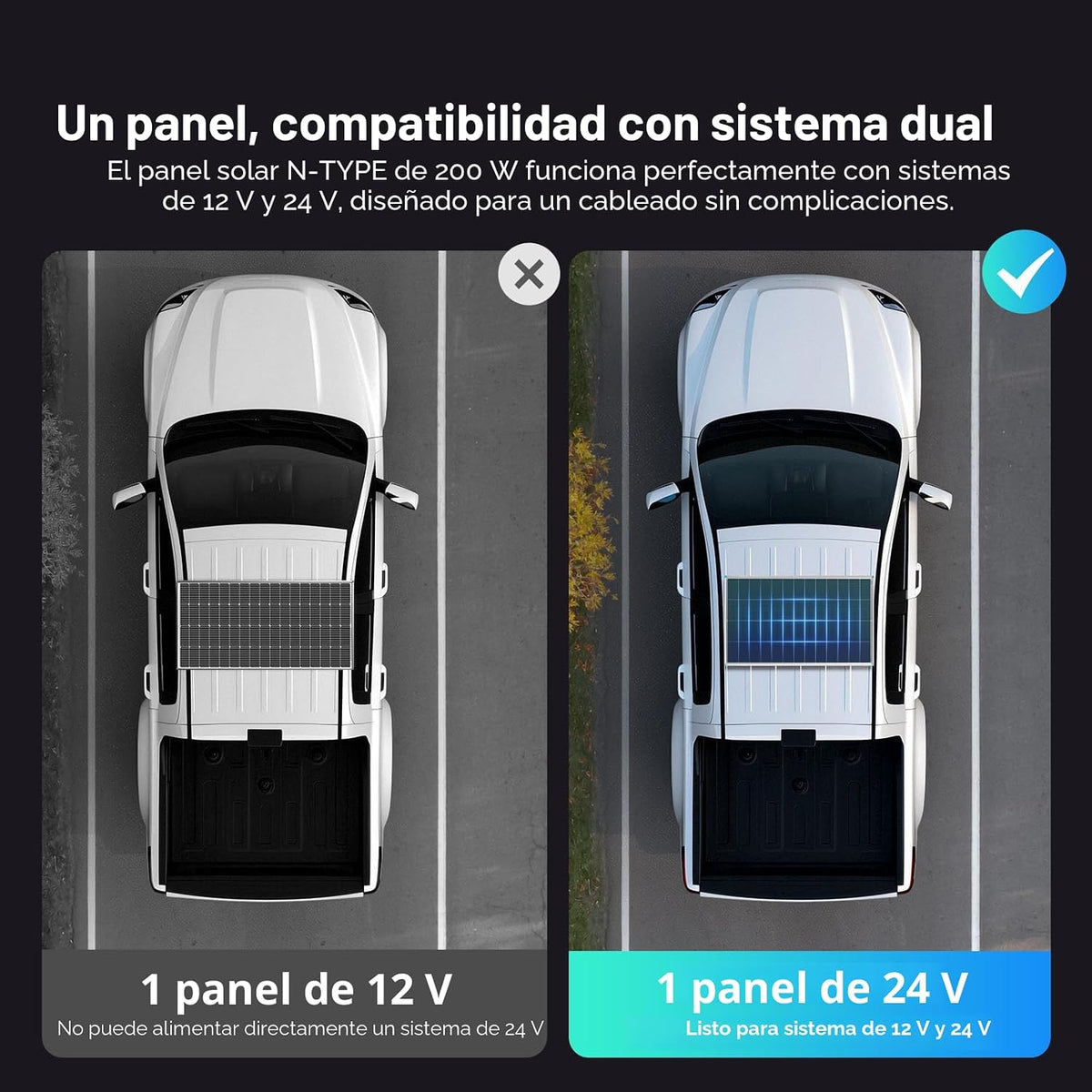 Paneles solares Renogy 200 vatios tipo N, 16BB 25% de alta eficienc...