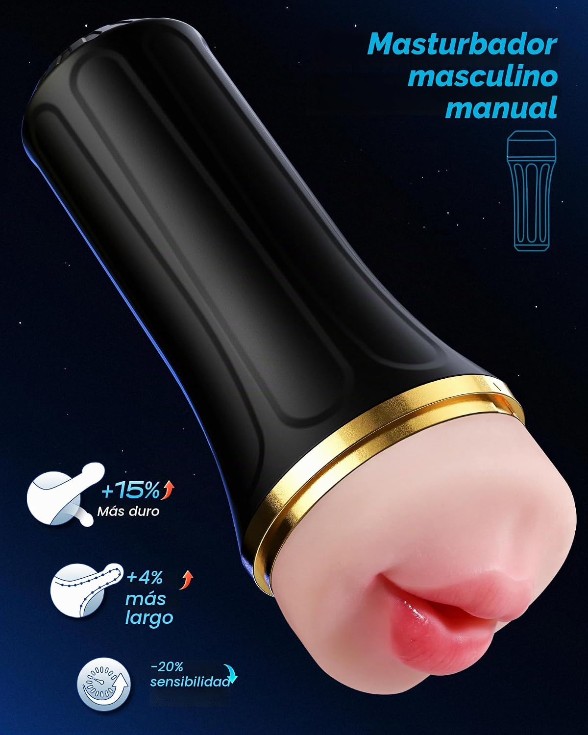 EINSEO Masturbador masculino Juguetes para adultos, 7.5 pulgadas, b...