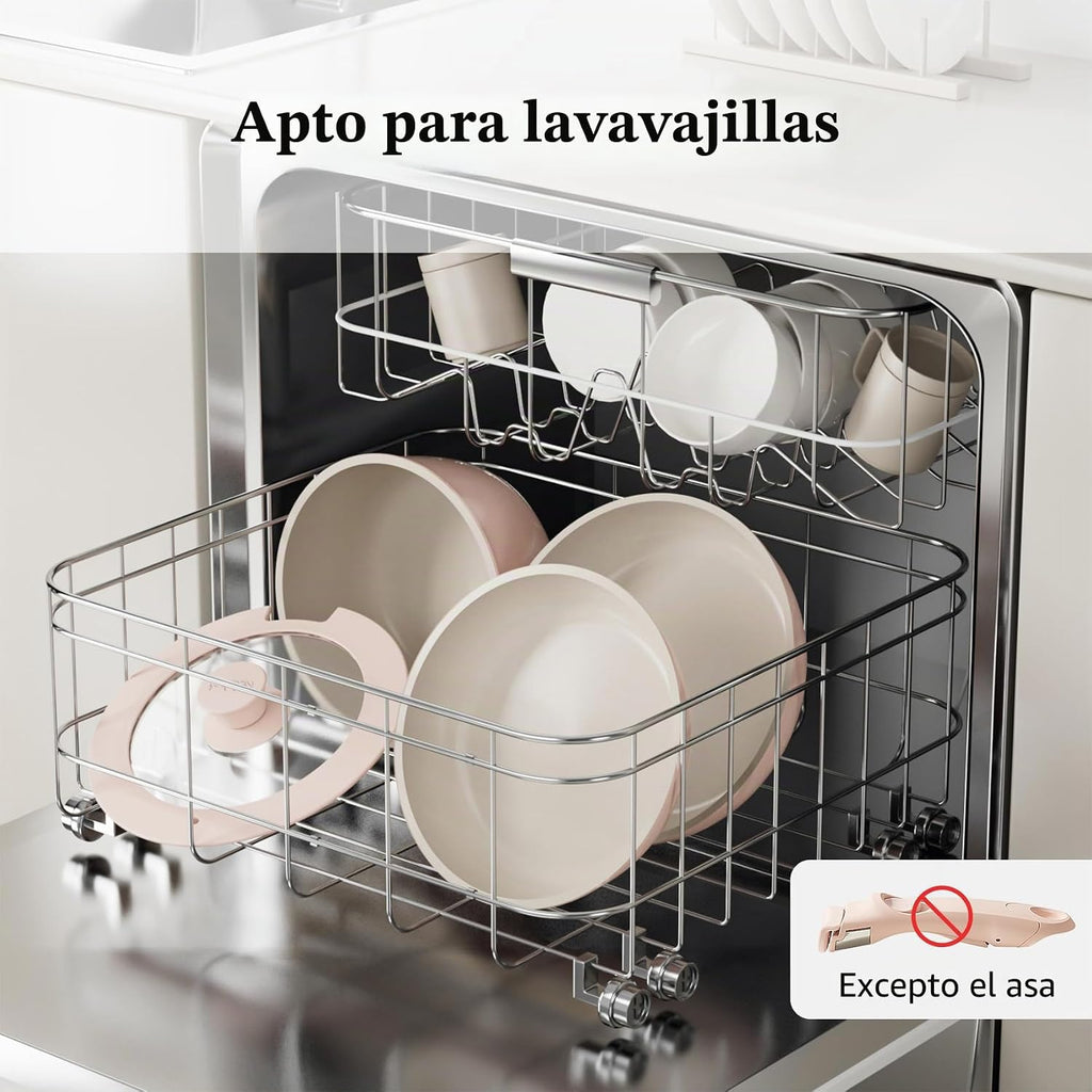 Redchef Juego de utensilios de cocina de cerámica, ollas y sartenes...