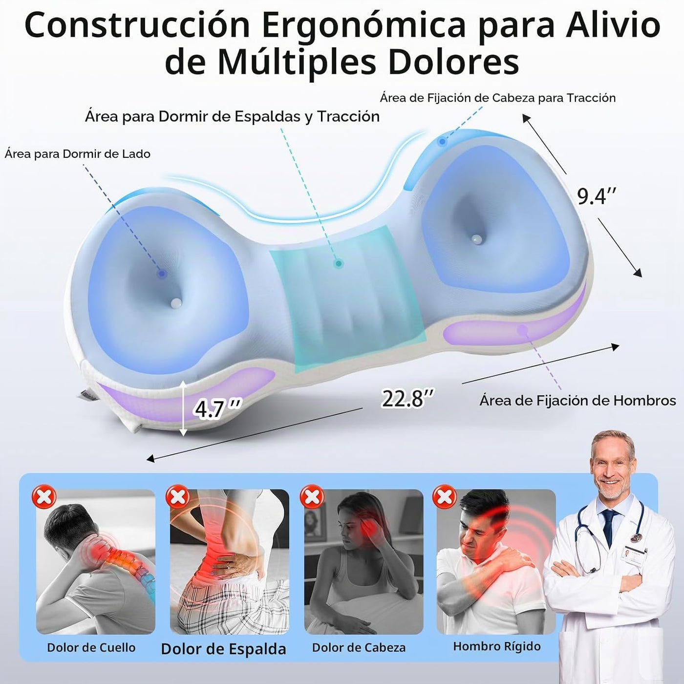 Mixiniso Almohada Cervical para el Cuello, Di Adiós al Dolor de Cue...