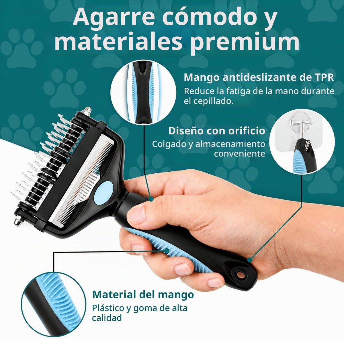 PINKIELINK - Herramienta de aseo para mascotas 3 en 1, rastrillo de...