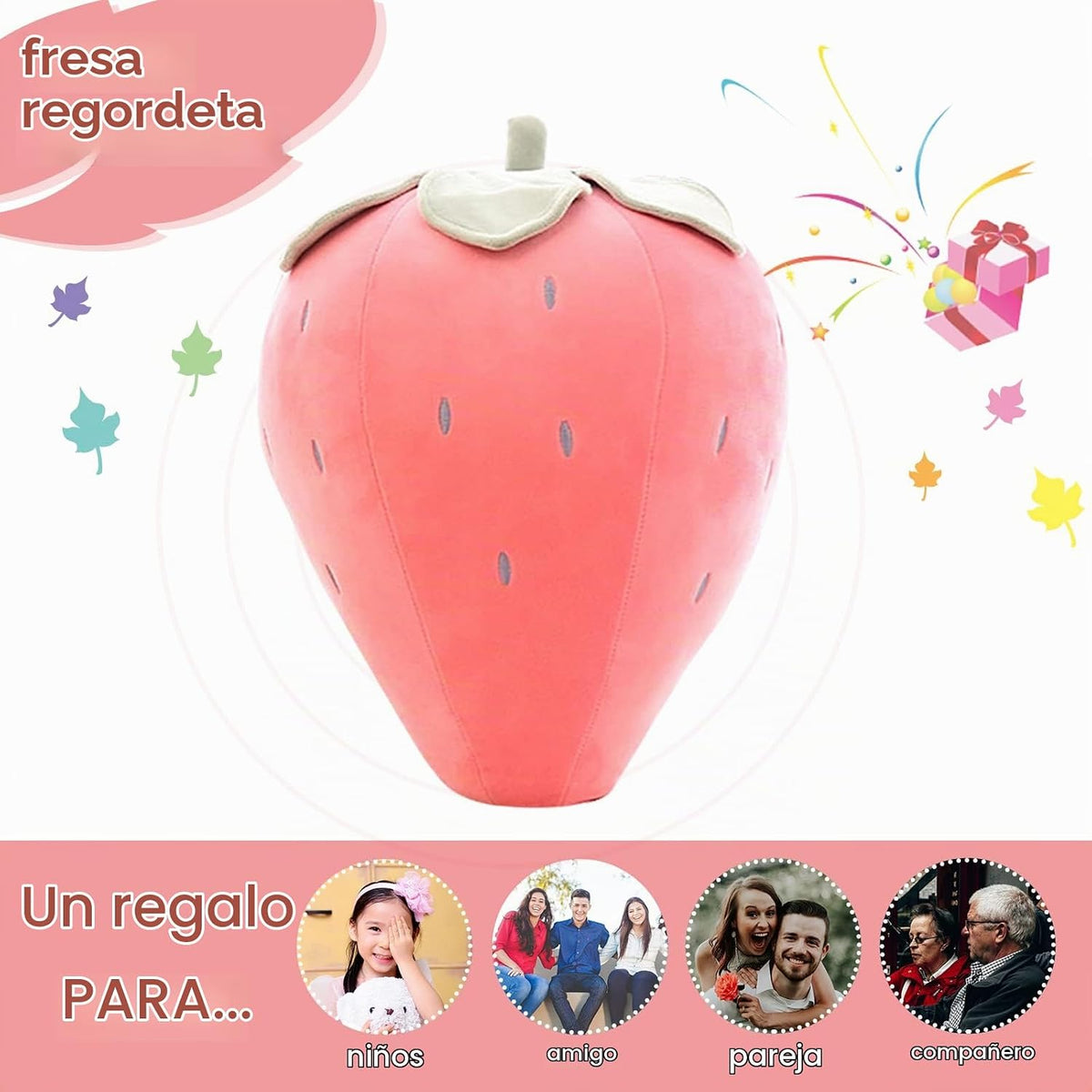 Almohadas de peluche PUXU, de fresa, para niños, súper suaves, para...