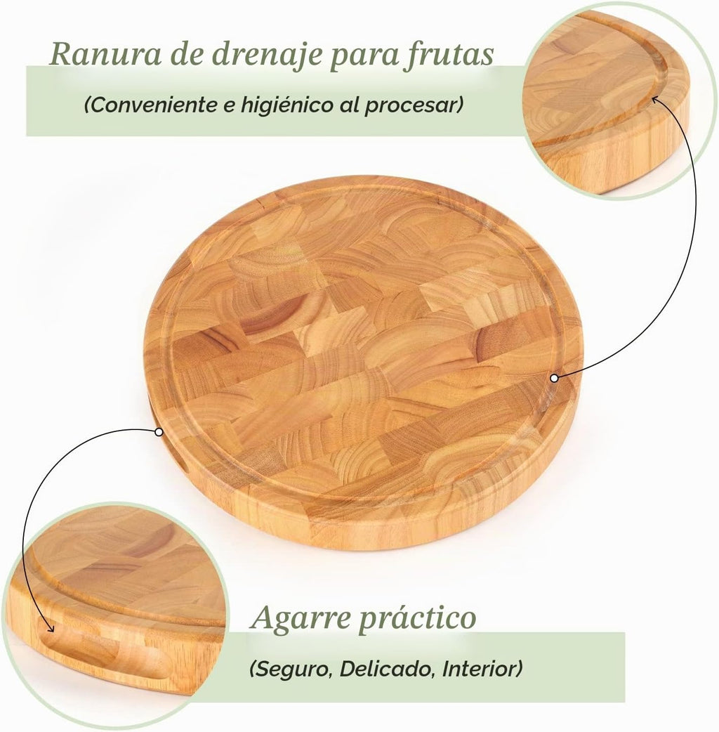 Tabla de cortar de grano final, extra grande y gruesa, compartiment...