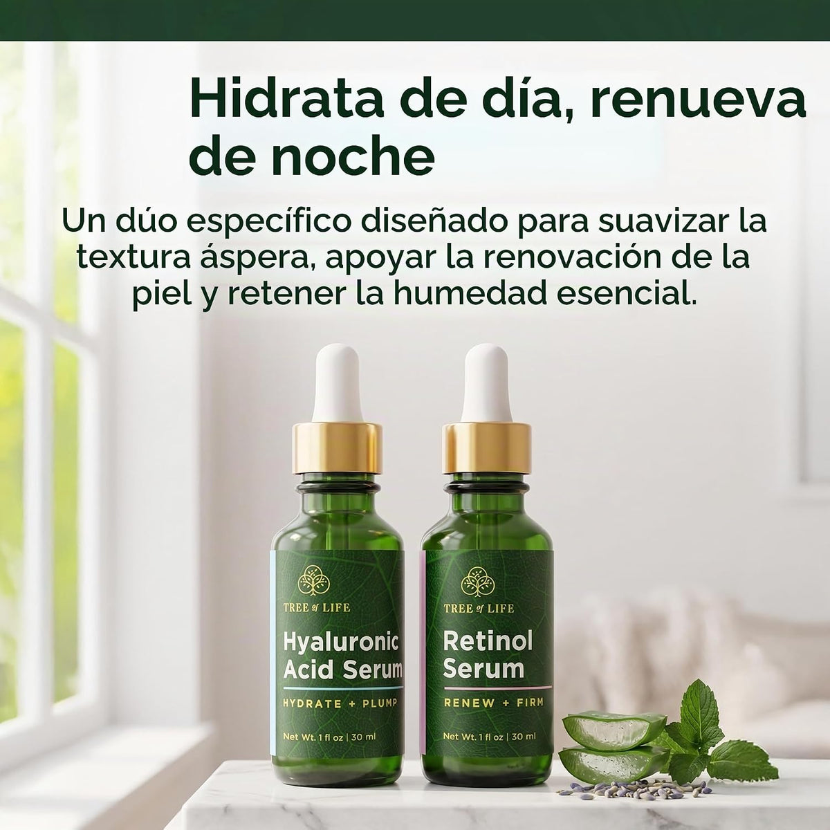 Tree of Life Set de cuidado de la piel de suero facial, ácido hialu...
