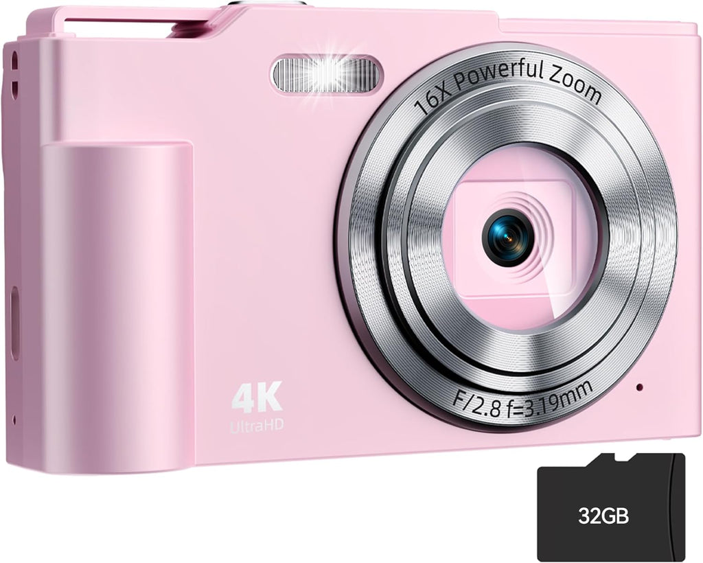 Cámara digital, FHD 4K Cámara digital de apuntar y disparar con zoo...