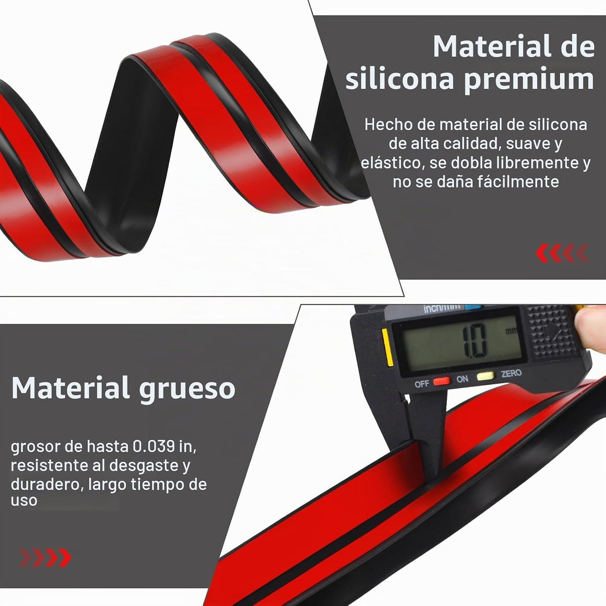 Benory Burlete de silicona en forma de T, negro, 1.38 pulgadas de a...