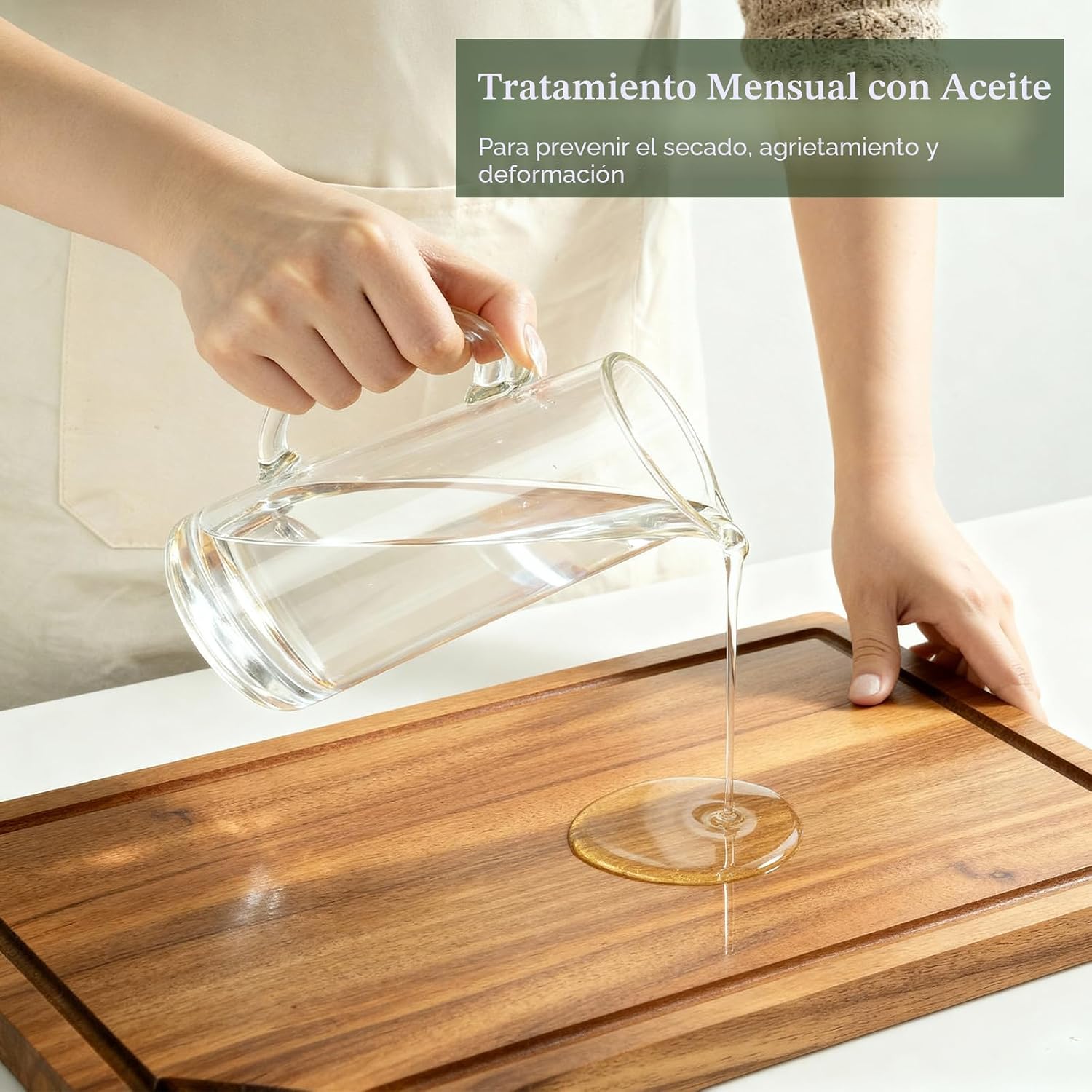 Kikcoin Tabla de cortar de madera de acacia para cocina, tabla de c...
