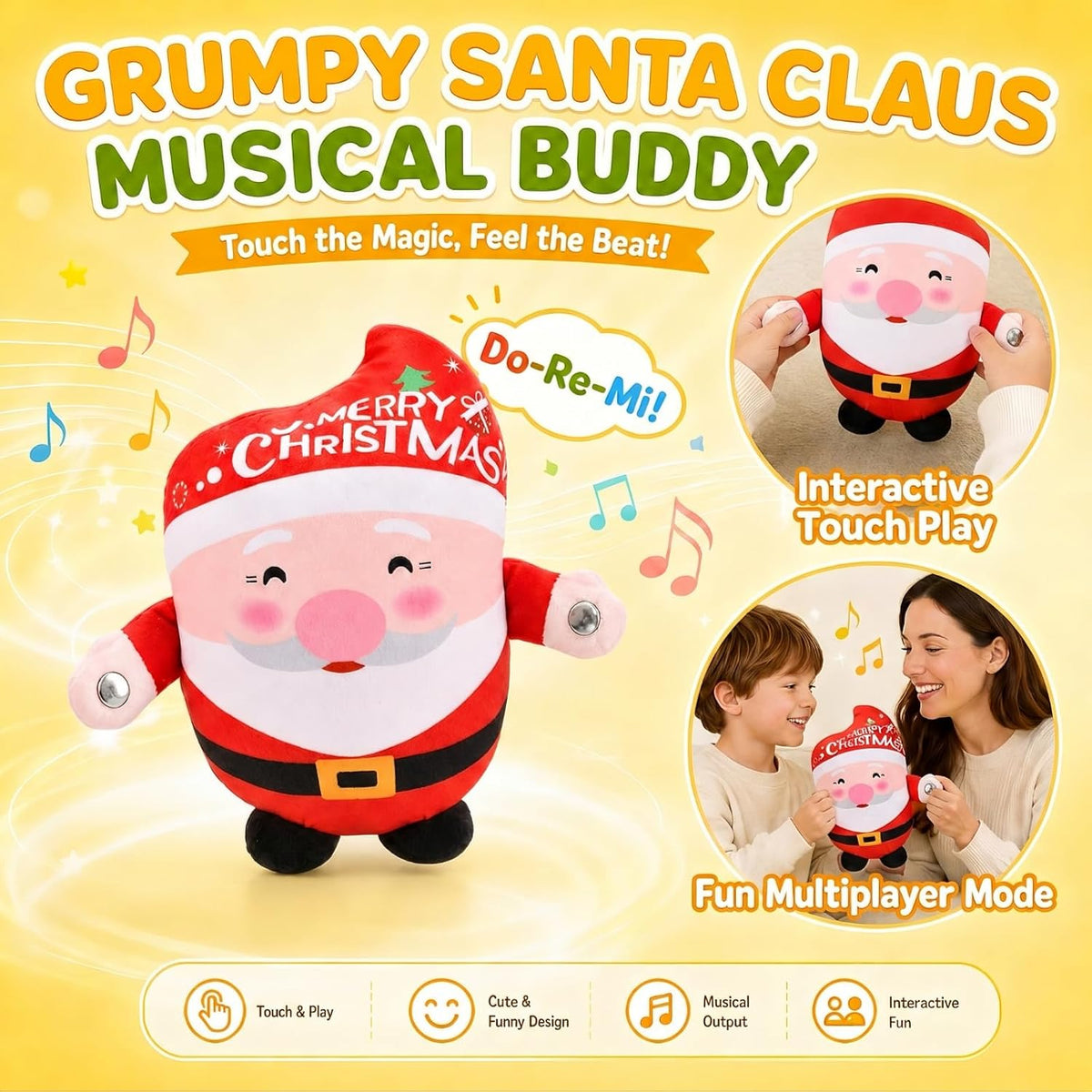 DoddyFun Juguetes sensoriales musicales, juego interactivo de peluc...