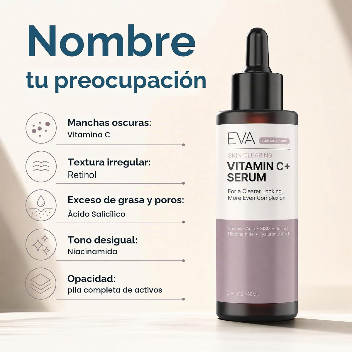 Suero de vitamina C para rostro con retinol y ácido salicílico \u20...