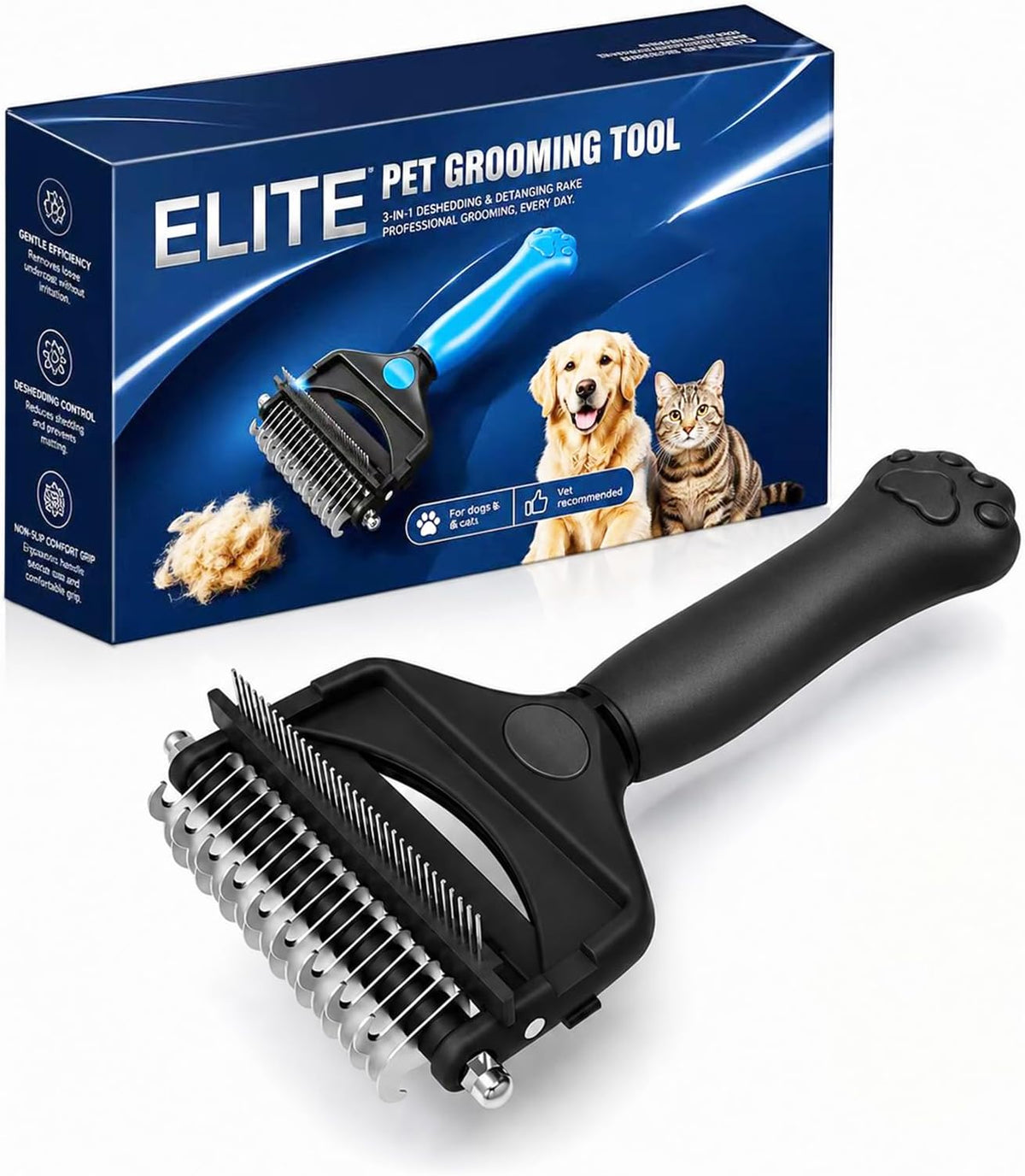 KIVMTAR Deshedding - Cepillo para perros, rastrillo 3 en 1 para per...