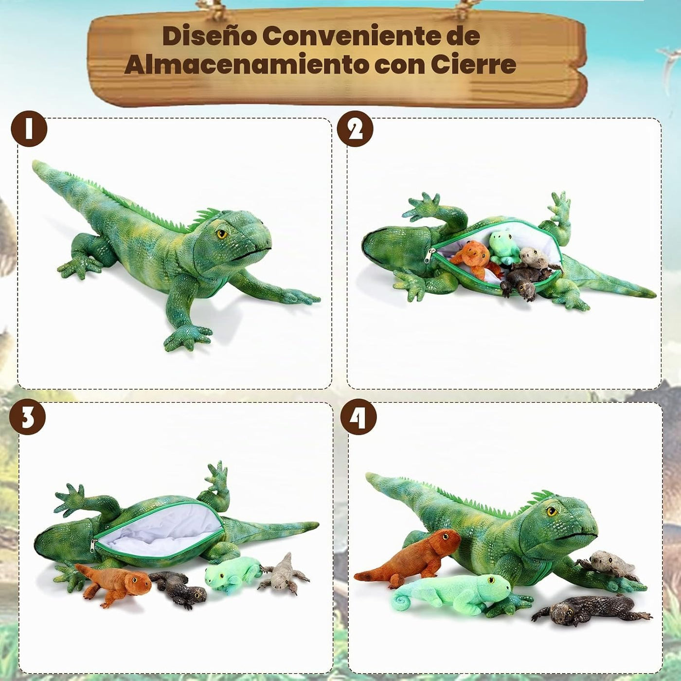HyDren Juguete de peluche de lagarto de 26 pulgadas de Iguana de pe...