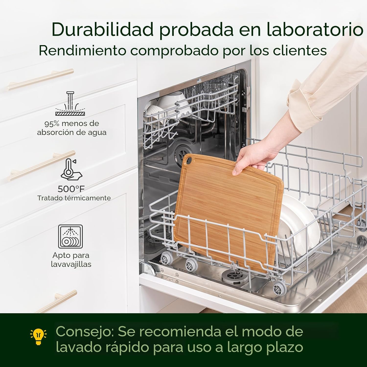 Keechee Tablas de cortar de bambú aptas para lavavajillas, tabla de...