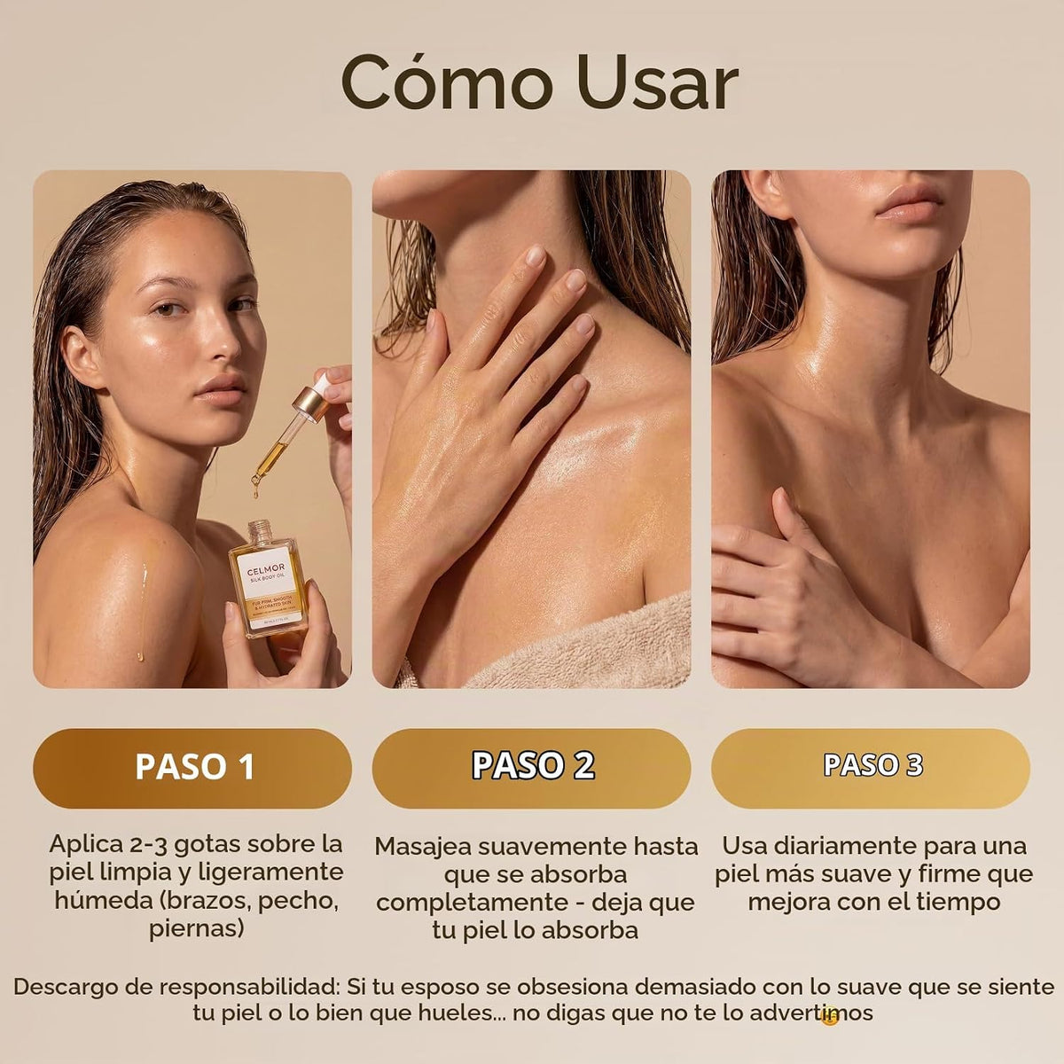 CELMOR Aceite corporal de seda para mujer | Antienvejecimiento, rea...