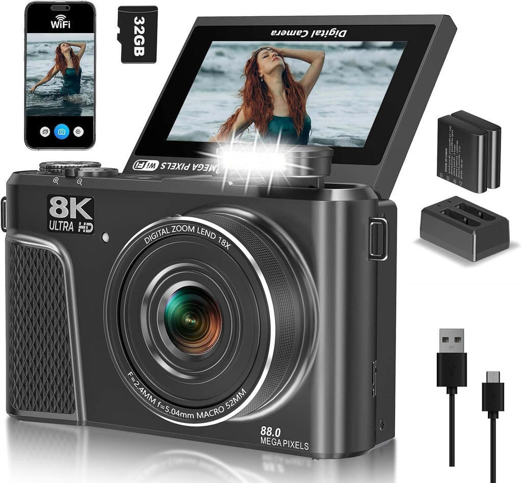 Cámara digital 8K para fotografía, cámara de vlogging para YouTube...