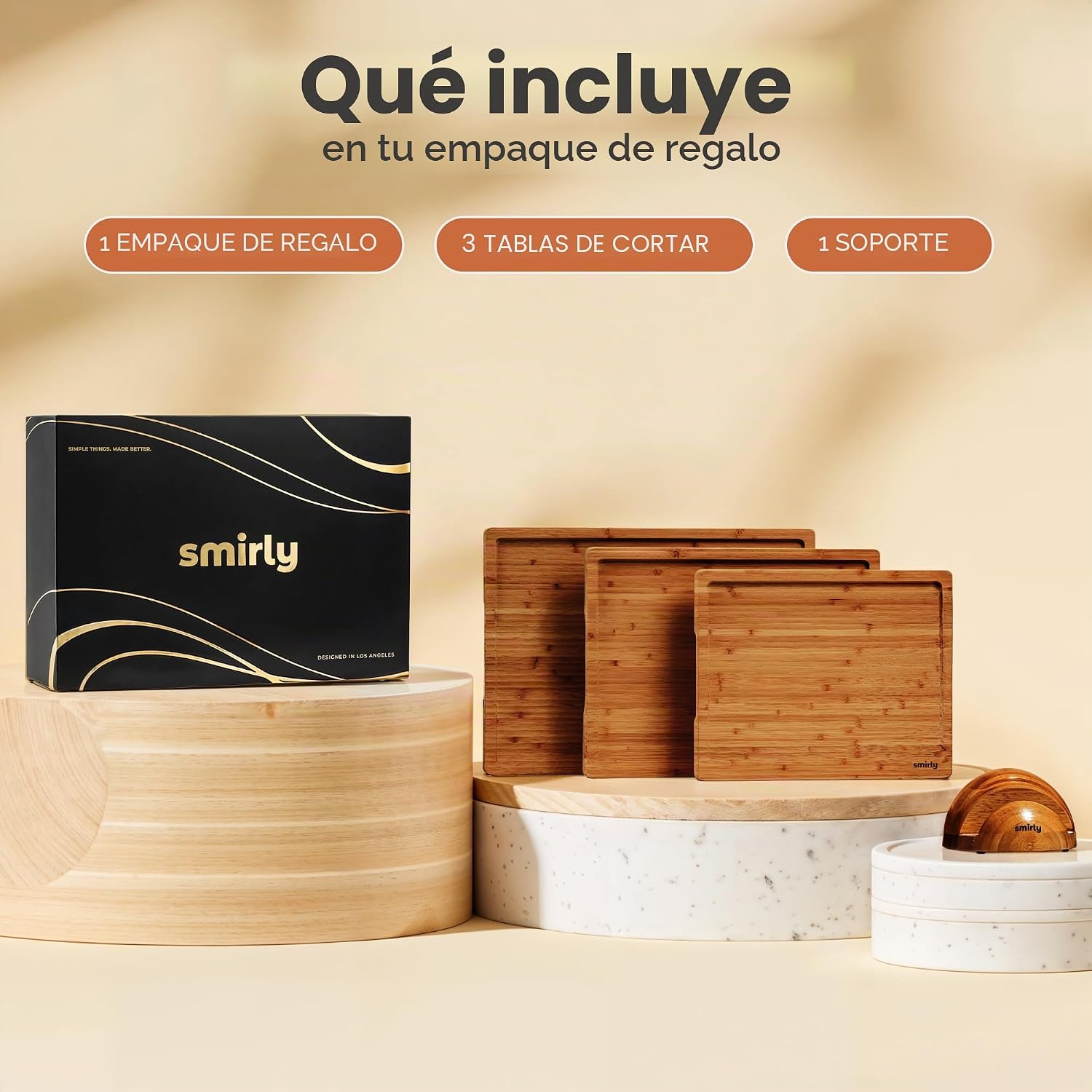 SMIRLY Tabla de cortar de madera para cocina, juego de tablas de co...