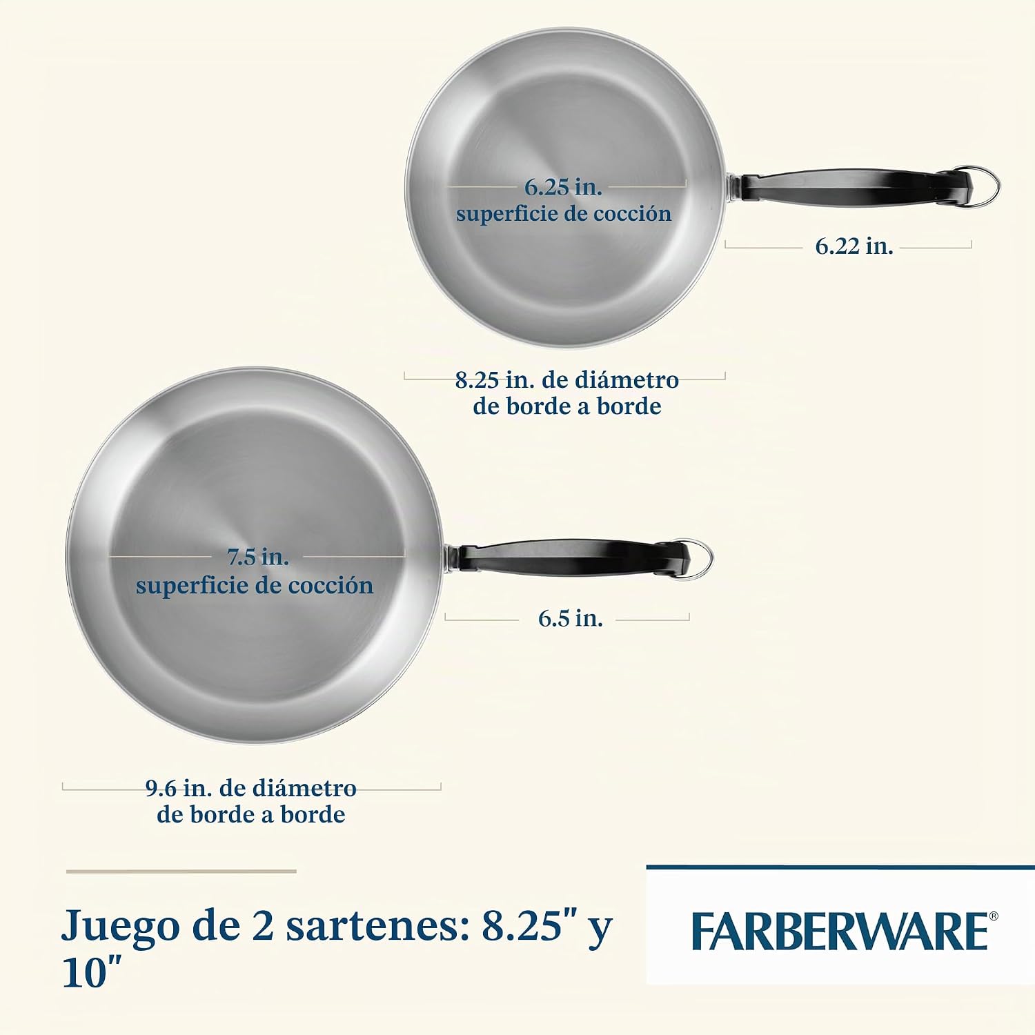 Juego de sartén Farberware Clásico de acero inoxidable \/ Juego de...