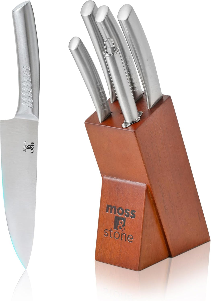 Moss &amp; Stone Juego de cuchillos de cocina profesional, juego de...