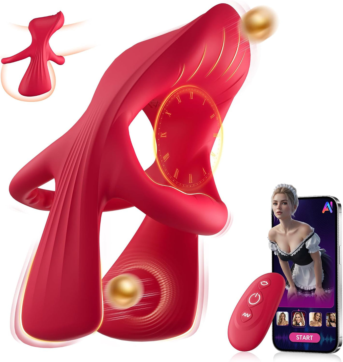 Anillo vibratorio para el pene de silicona, juguetes sexuales para...