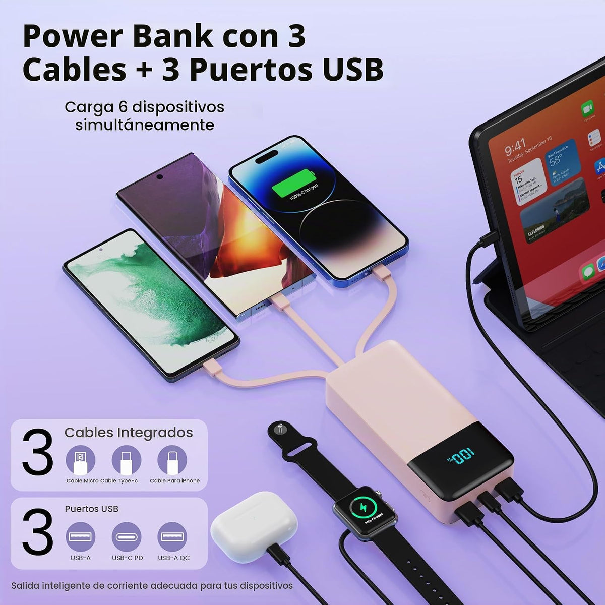 Cargador portátil de 50800 mAh, batería de carga rápida USB C de 25...