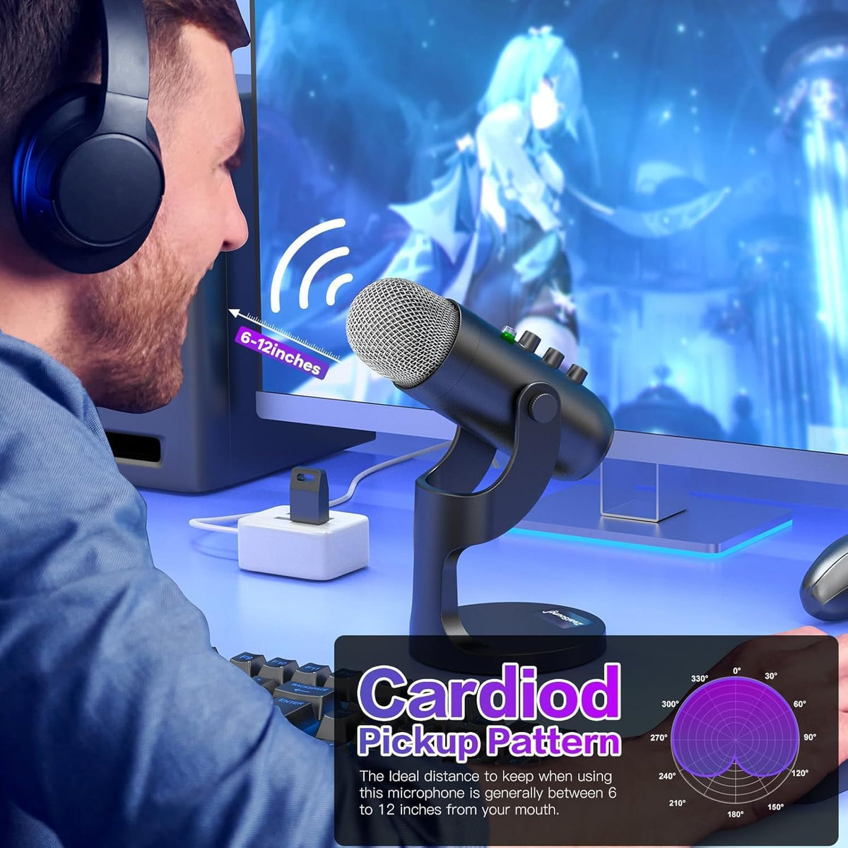 Micrófono inalámbrico ZealSound para PC, iPhone, iPad y Android, mi...