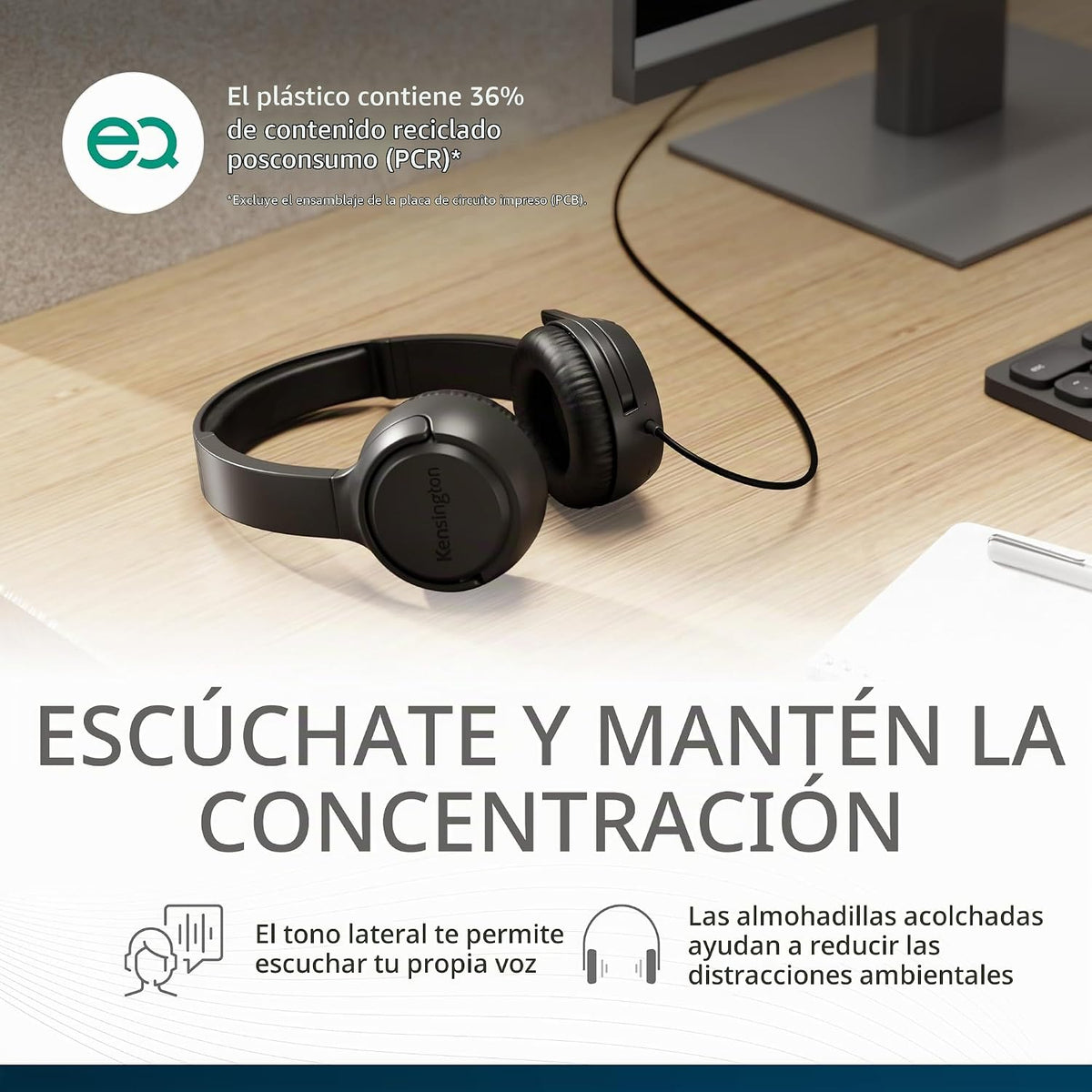 Kensington Auriculares intraurales H950 EQ USB-C\/USB-A con micrófo...