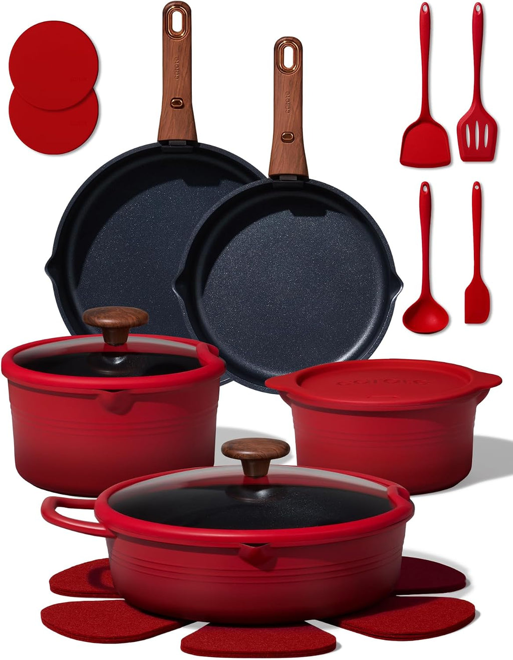 CAROTE - Juego de 20 utensilios de cocina de titanio, ollas y sarte...