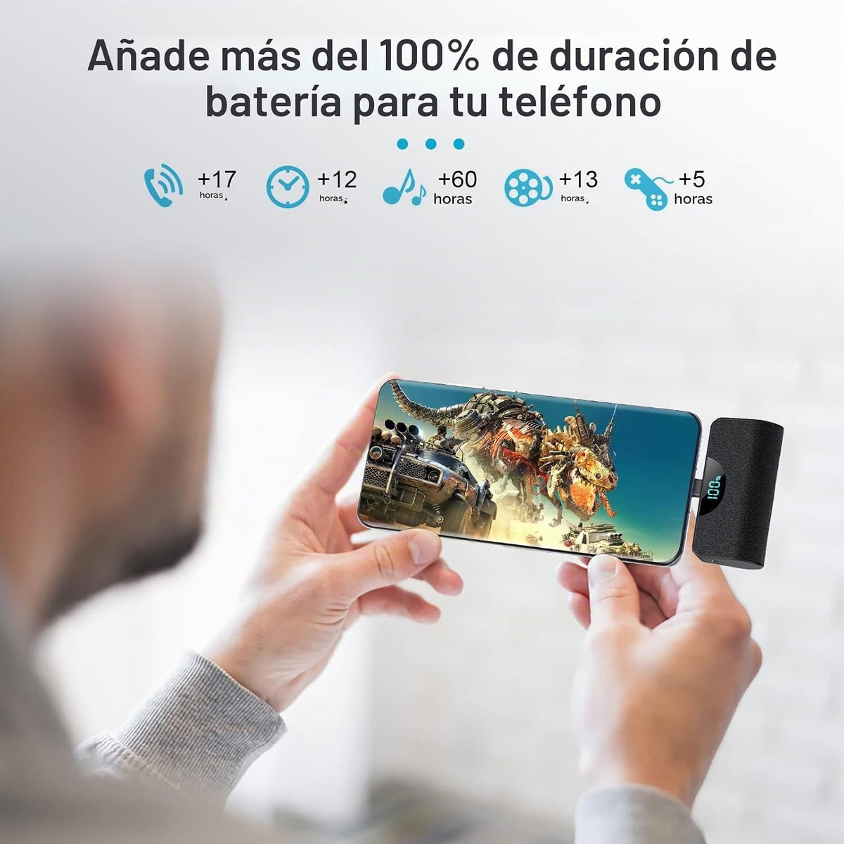 HETP Mini cargador portátil USB C, batería de carga rápida mejorada...