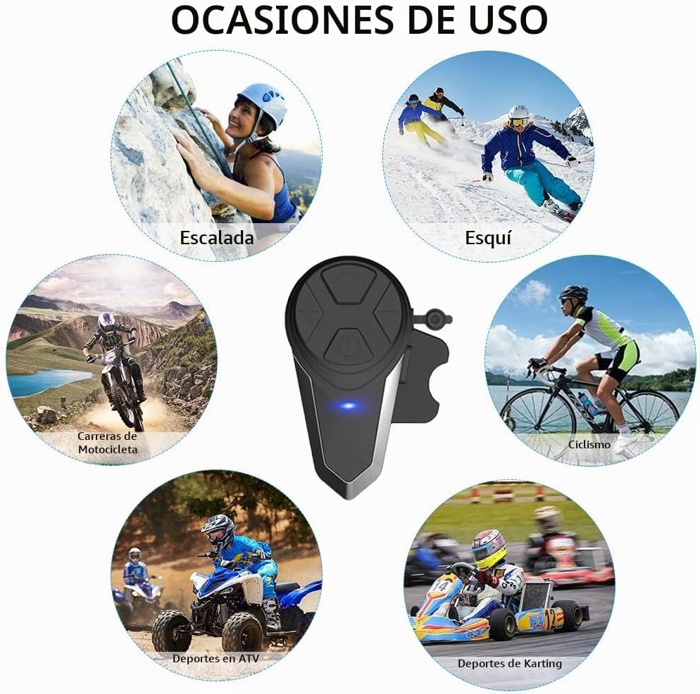Dgakcvb Auriculares Bluetooth para motocicleta, BT-S3 Bluetooth 5.0...
