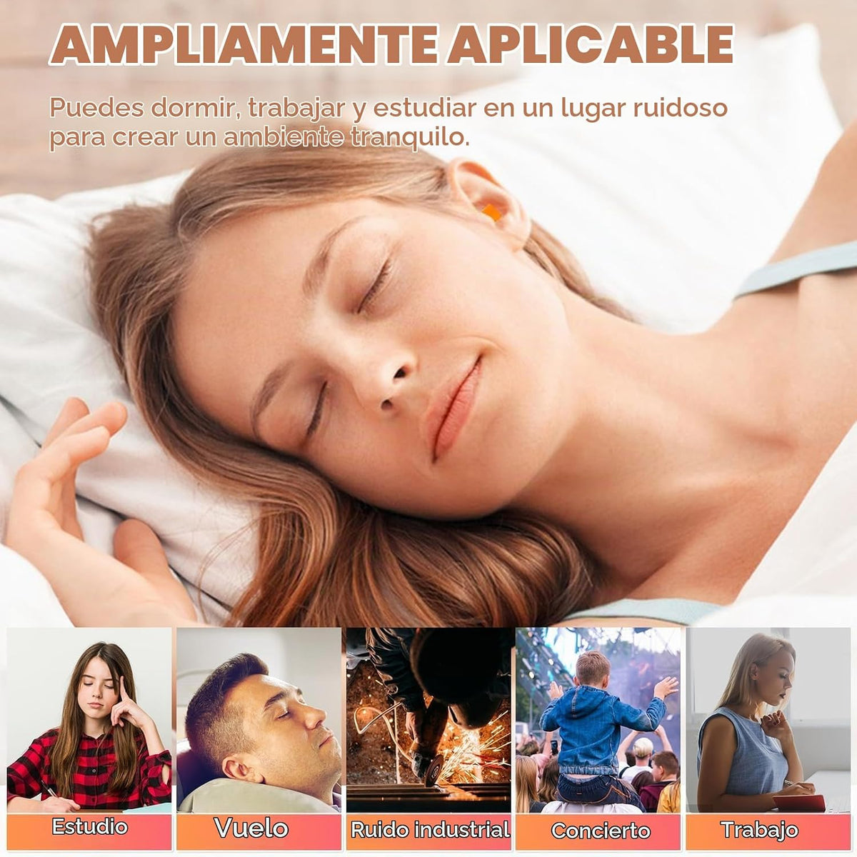 VOISEN Tapón para los oídos, 1000 pares de tapones para los oídos p...