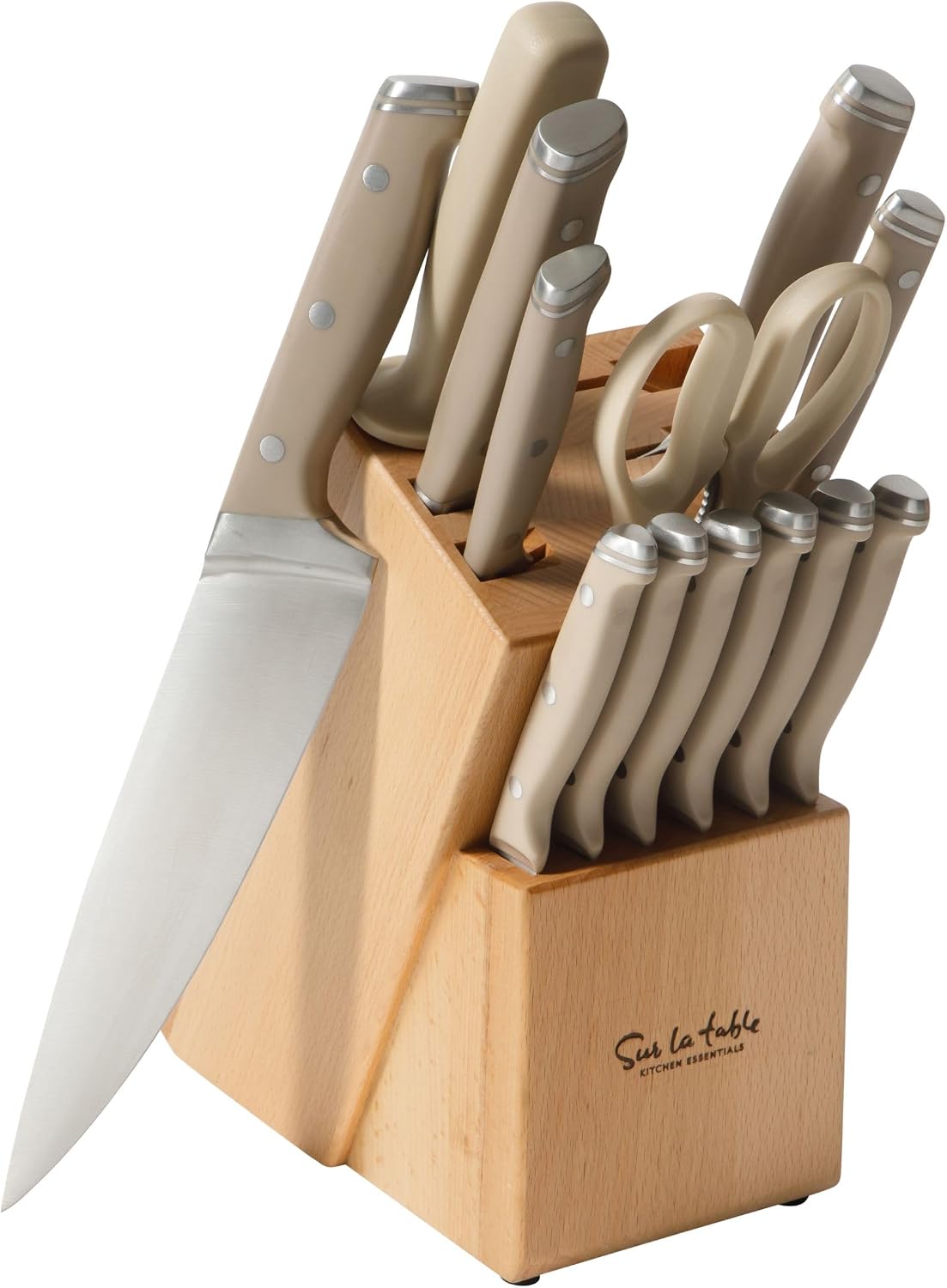 Sur La Table Kitchen Essentials - Juego de cuchillos con bloque, cu...