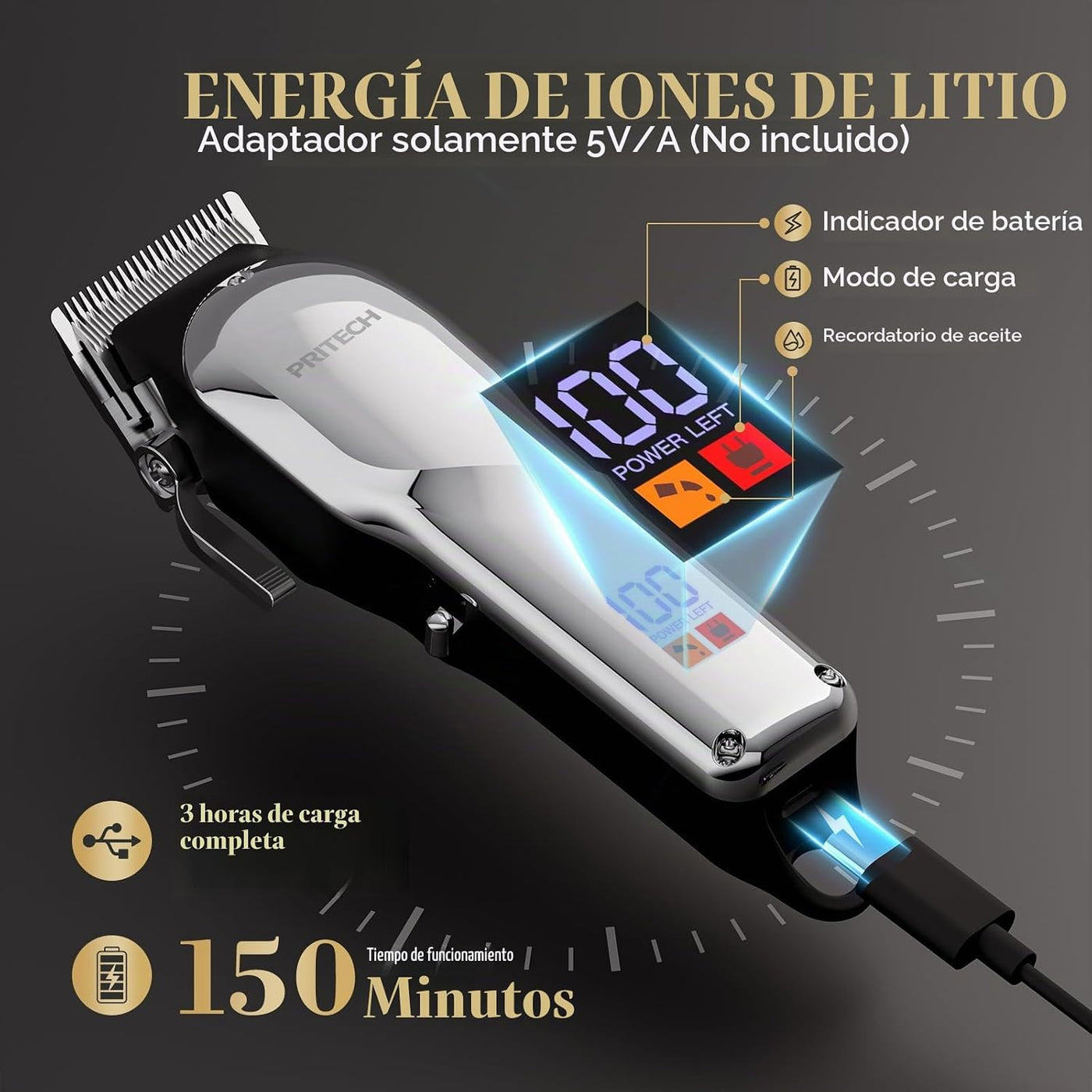 PRITECH - Cortapelos profesionales para hombres, cuchillas de acero...