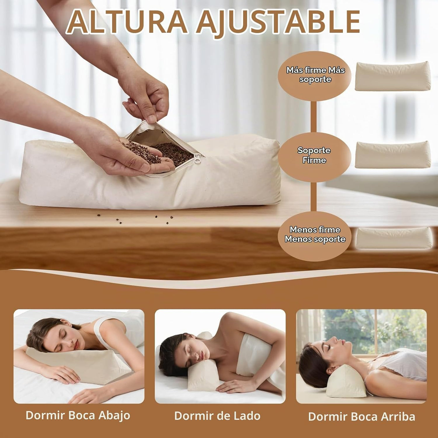 LOFE Almohada de trigo sarraceno \u2013 Almohada de cuello ajustabl...