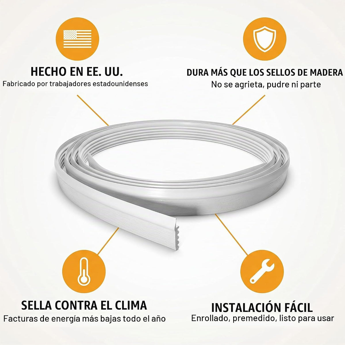 Kit de sellado de puerta de cochera DuraSeal, blanco de 34 pies - S...