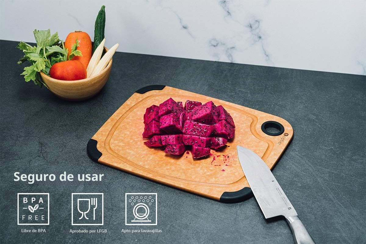 Tabla de cortar de fibra de madera Toptier para cocina - Antidesliz...