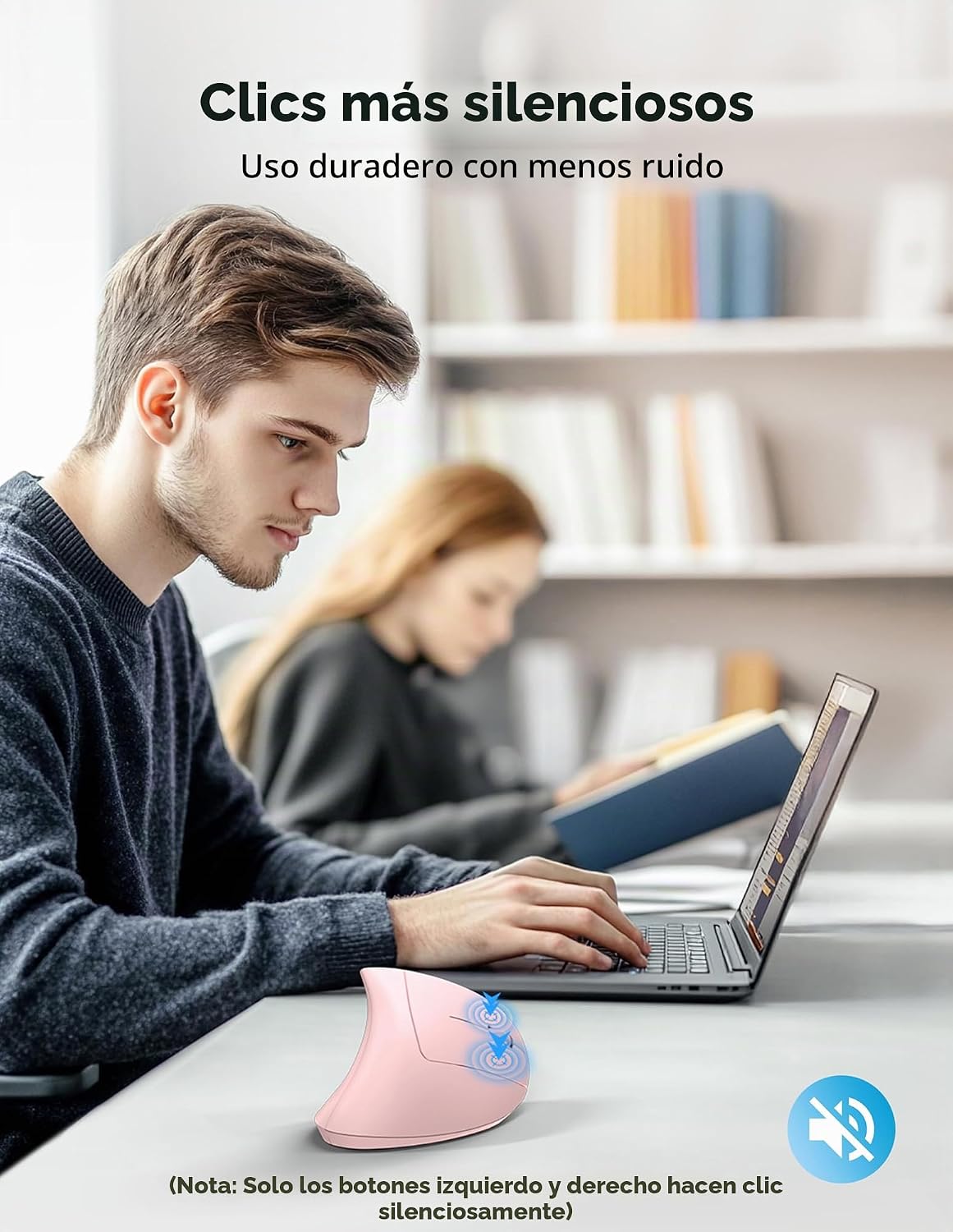 TECKNET Ratón ergonómico inalámbrico, Ratones verticales recargable...