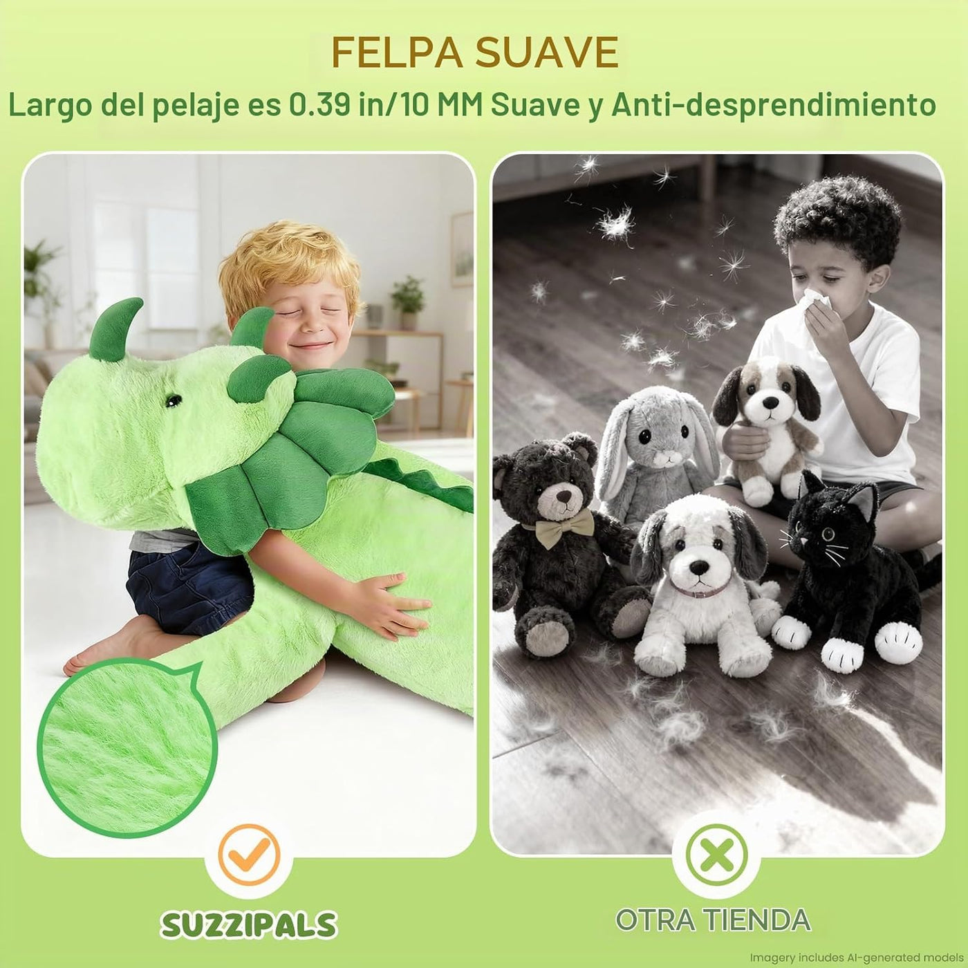 SuzziPals Triceratops de peluche gigante de 43 pulgadas, animal de...