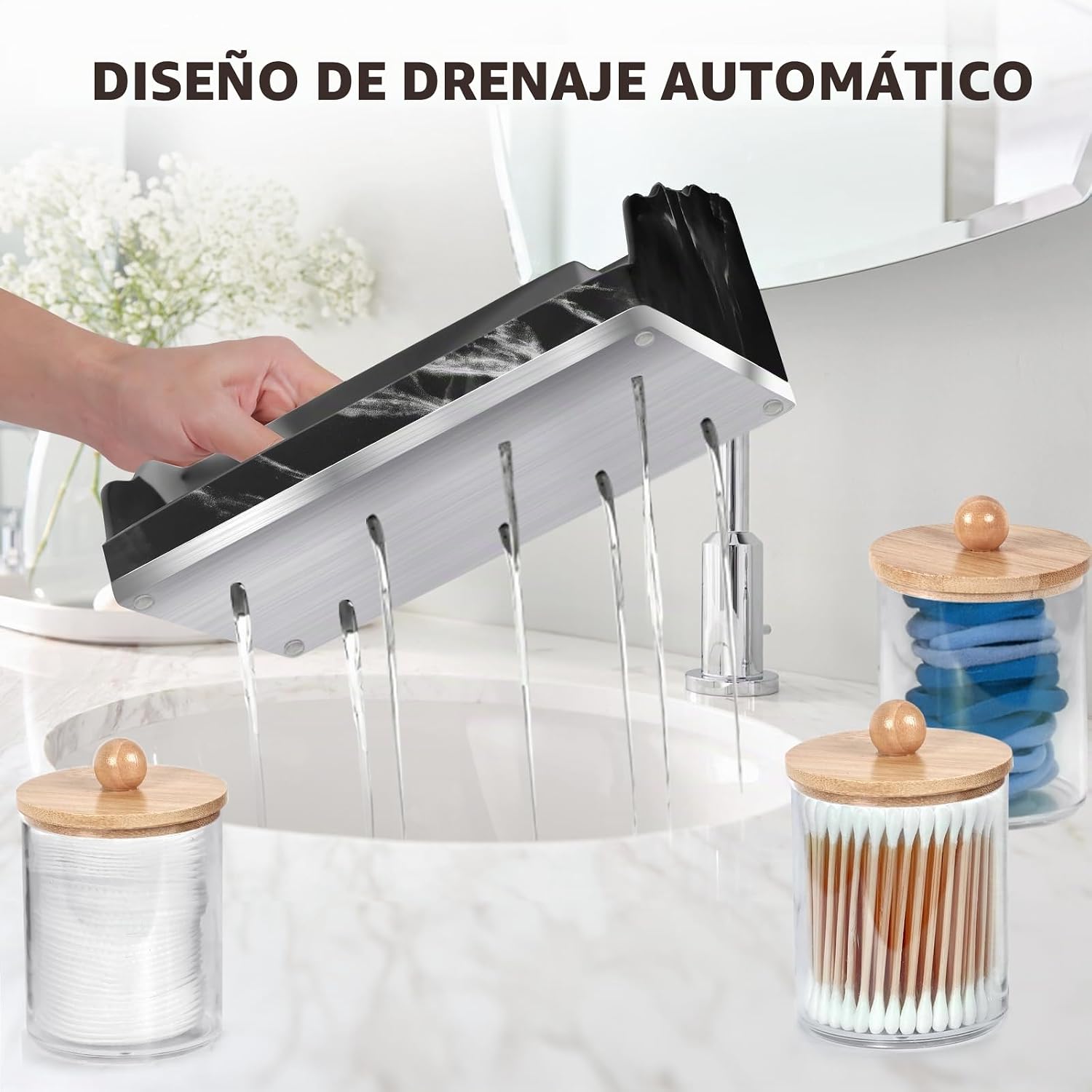 TuCao Organizador de Encimera de Baño de Mármol, Portacepillos de D...