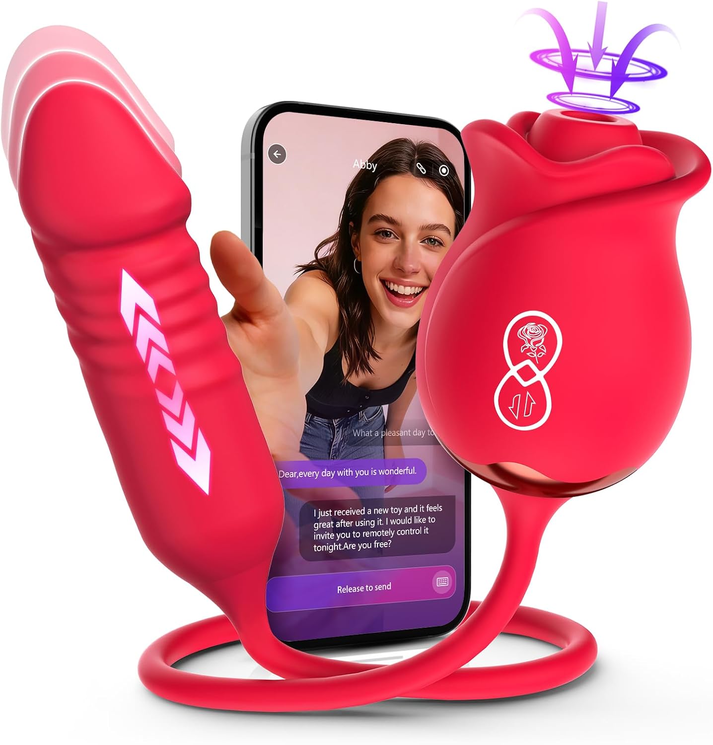 MOOLIGIRL Vibrador de empuje de juguete rosa, control de aplicación...