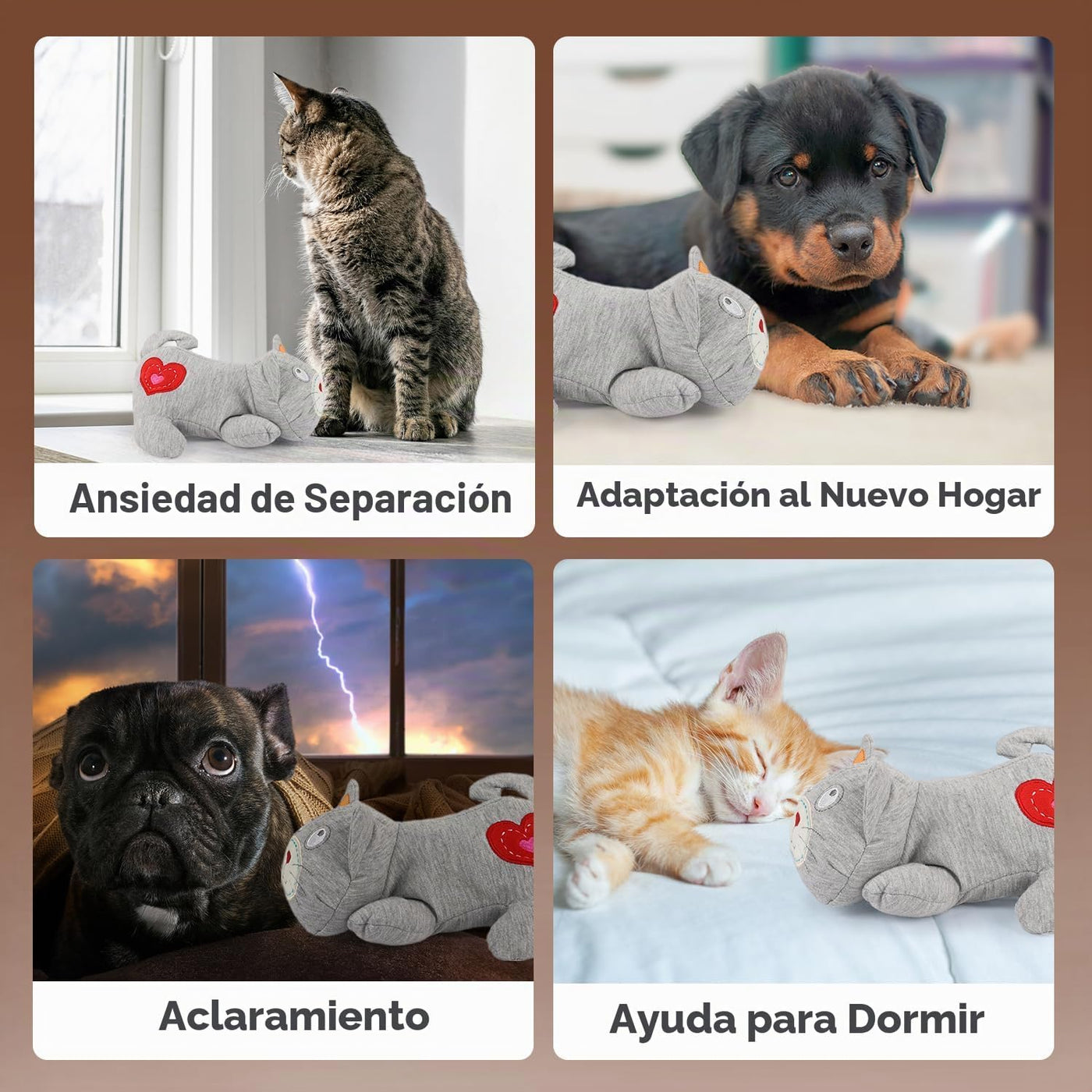 ALL FOR PAWS Heartbeat - Juguete de peluche para gatos, compañero c...