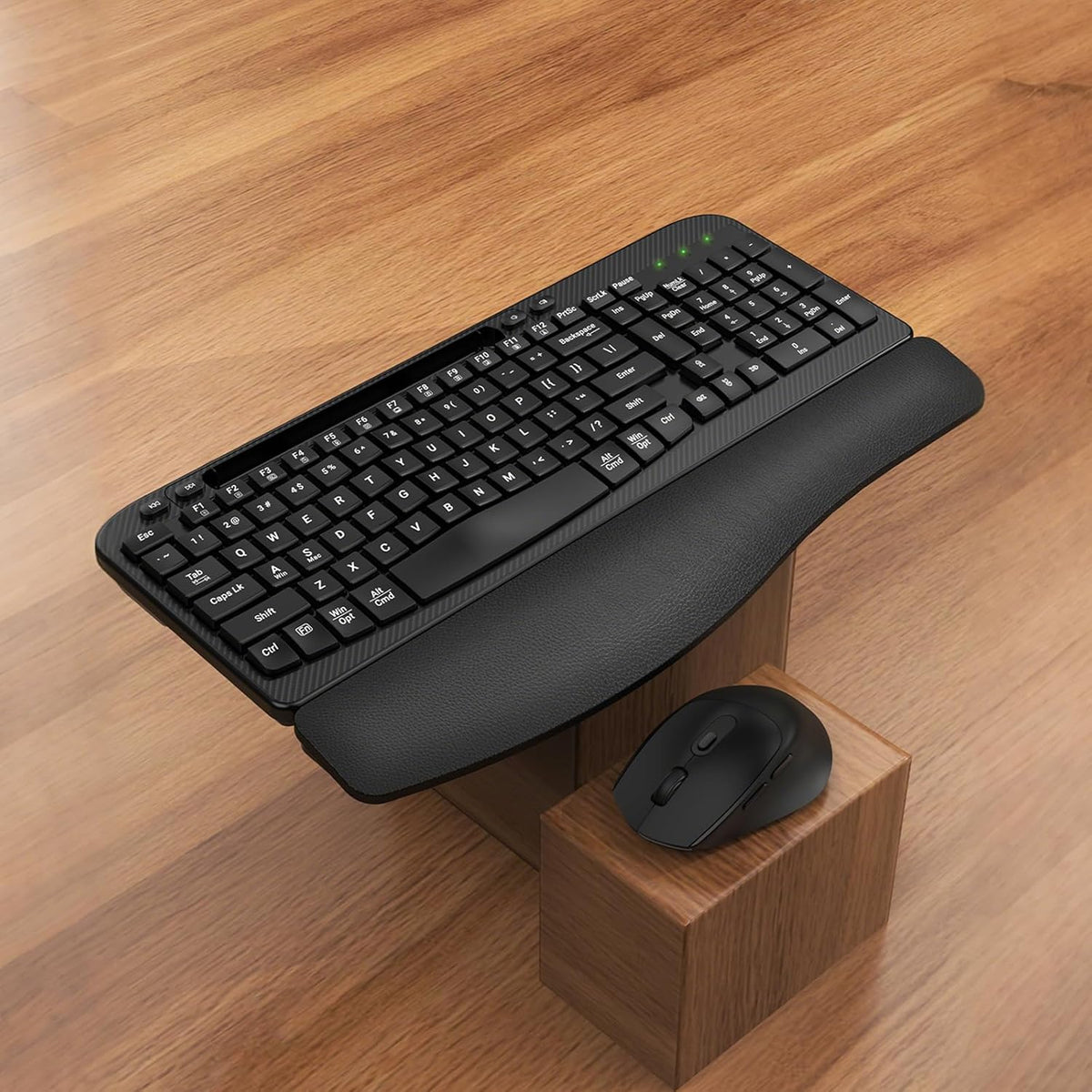 Juego de teclado y mouse inalámbrico, teclas de onda de tamaño comp...