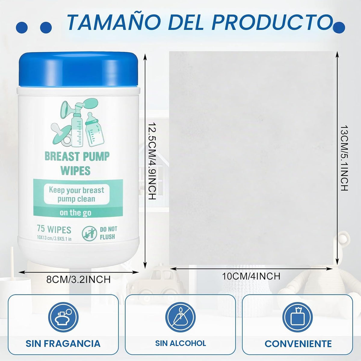 Paquete de 4 toallitas de limpieza para extractor de leche, 300 uni...