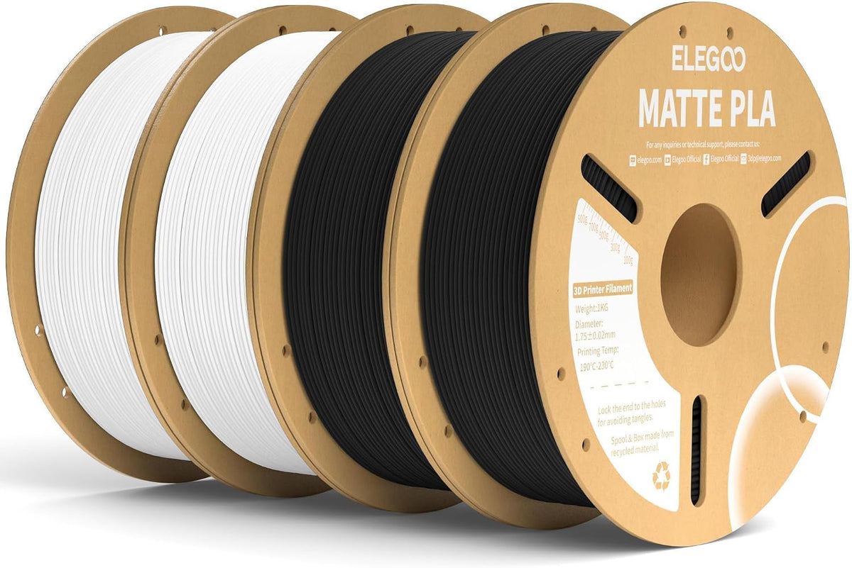 ELEGOO Filamento de impresora 3D PLA mate blanco y negro 8.8 lbs 0....