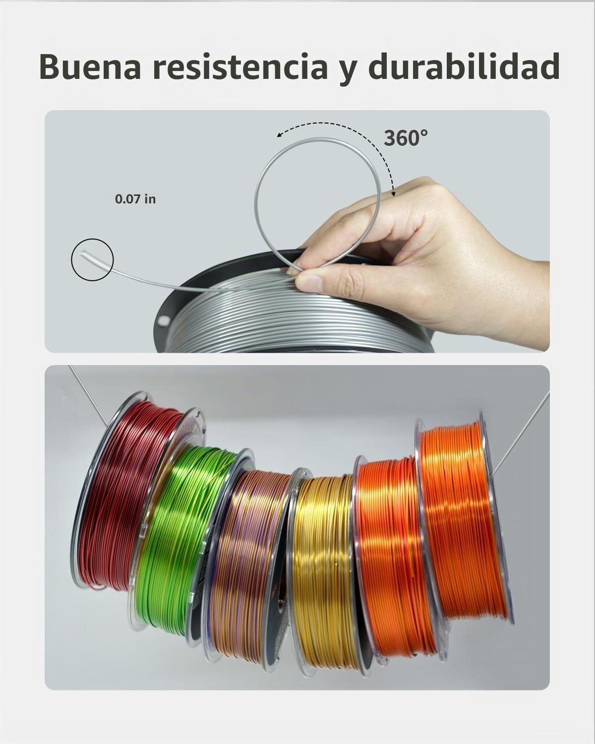 XZN Filamento PETG plateado de 0.069 pulgadas, 2.2 libras, filament...