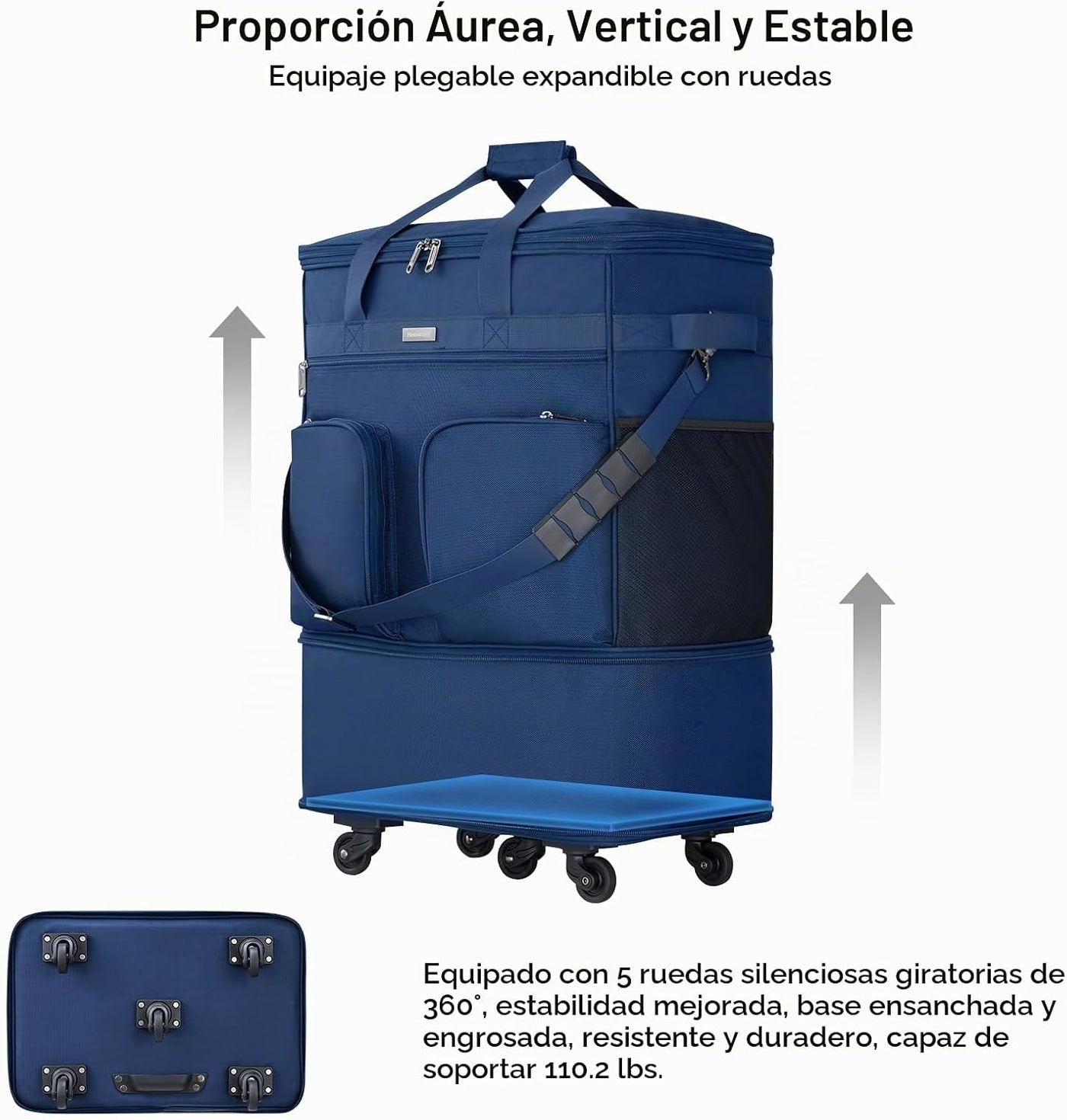 Maletas Hanke con ruedas, bolsa de equipaje plegable y expandible,...